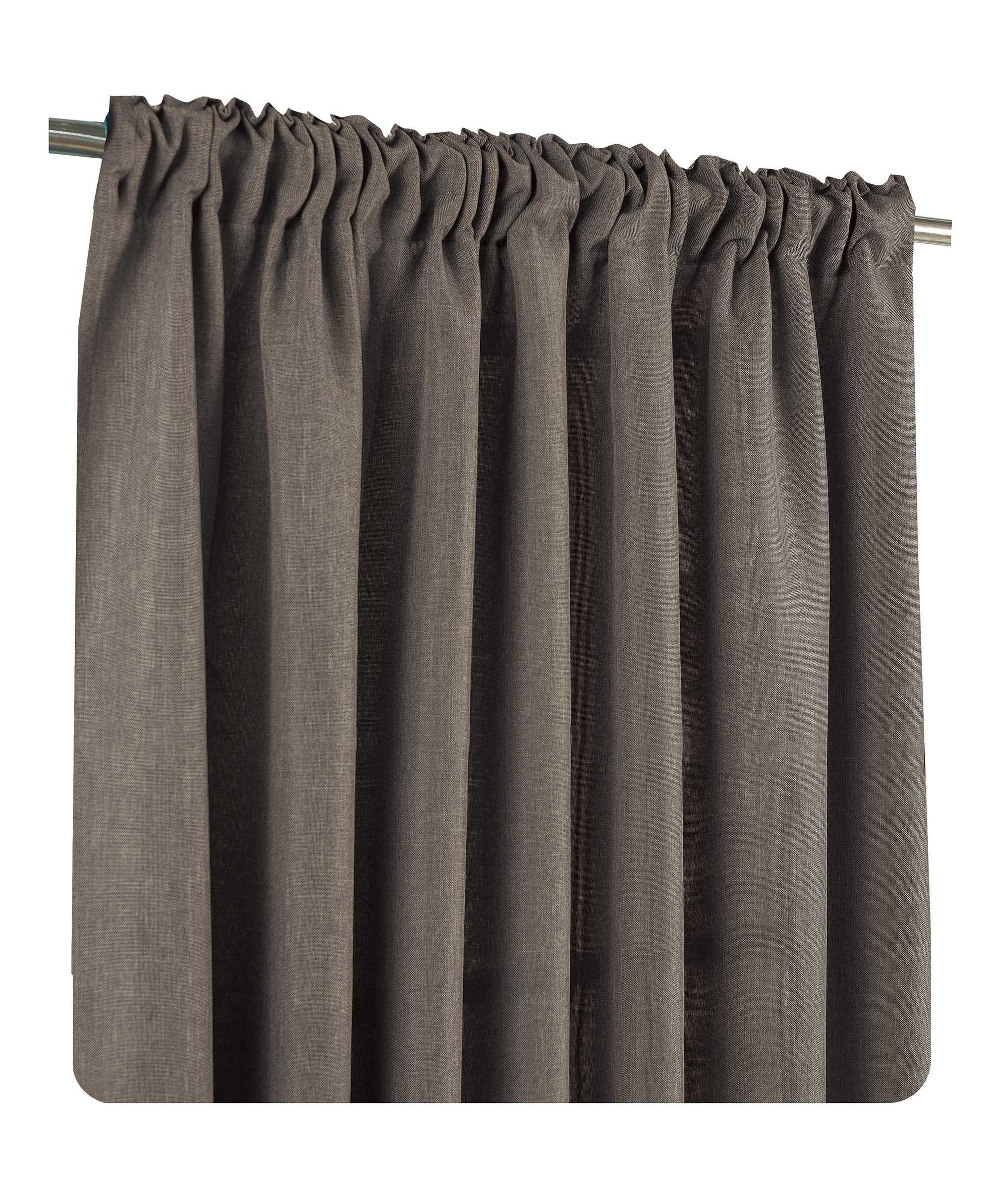 Gardine Vorhang 2er Set Kräuselband 140x245 cm blickdicht Struktur Leinenoptik, Haus und Deko, Kräuselband (2 St), blickdicht, Polyester Braun