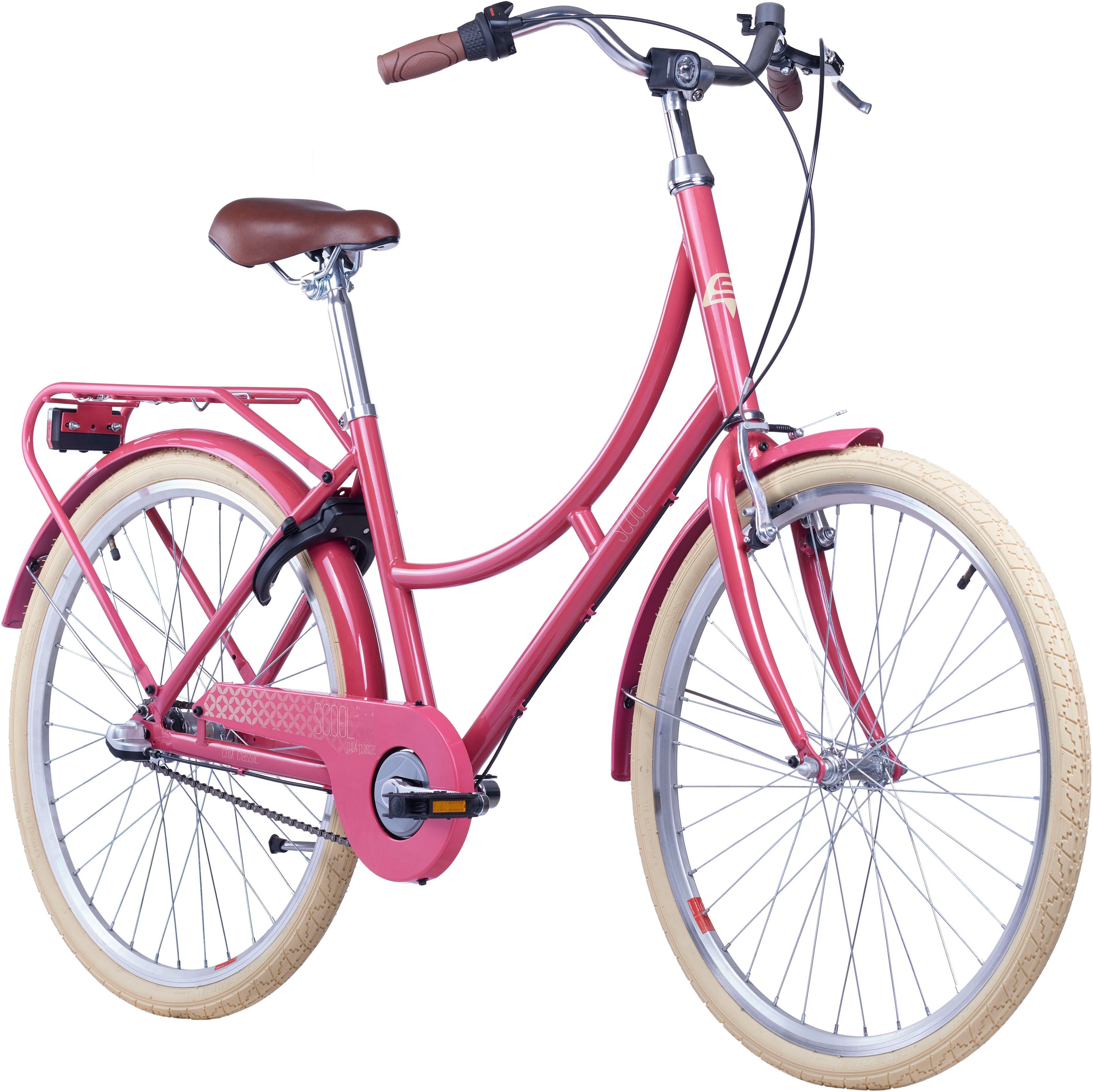 S’COOL Jugendfahrrad S'COOL chiX classic, 3 Gang Shimano, Nabenschaltung, 26 Zoll, Jugendliche, mit Gepäckträger und Schutzblech