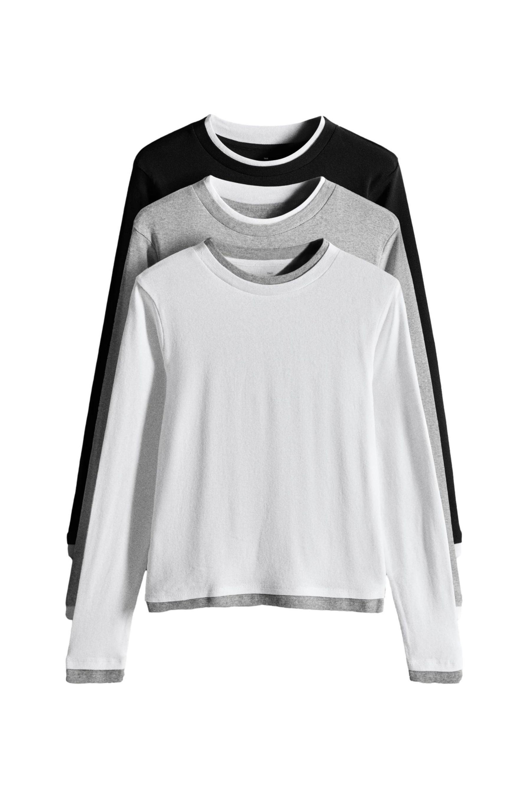 The Set Langarmshirt The Set Doppellagige Langarmshirts, 3er-Pack (3-tlg)