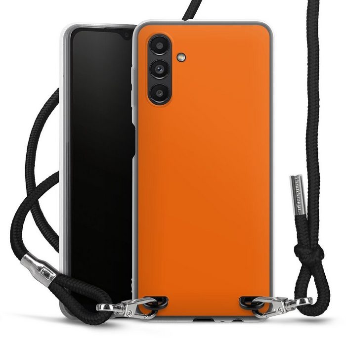 DeinDesign Handyhülle einfarbig orange Farbe Mandarine Samsung Galaxy A04s Handykette Hülle mit Band Case zum Umhängen