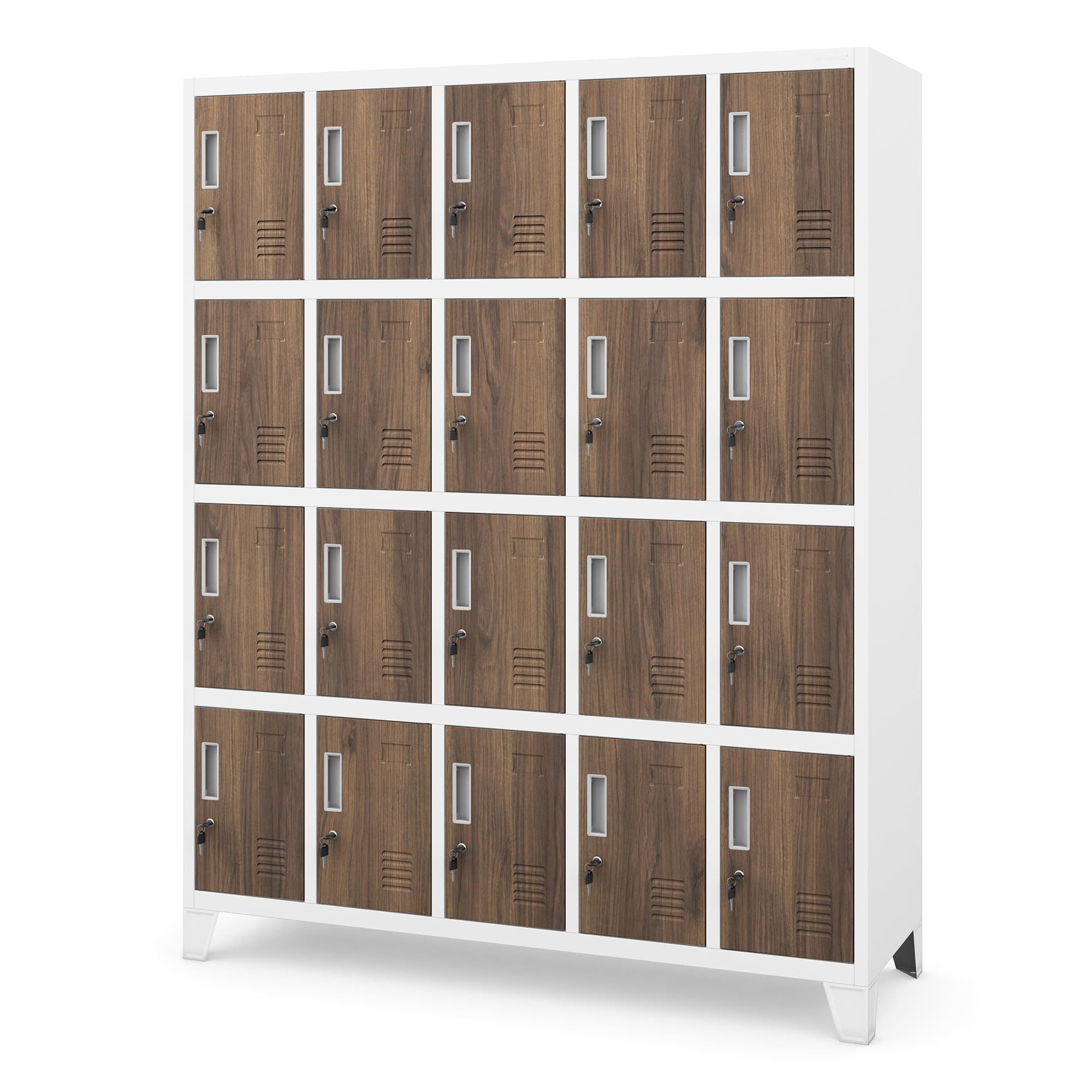 Jan Nowak Mehrzweckschrank Metall Schließfachschrank 136 cm ROBERT 20 Fächer abschließbar (Spind Garderobenschrank Umkleide Arbeitsraum Sozialraum Betrieb, Stahl 0,6 mm 172 x 136 x 45 cm Wandmontage 20 Schlüssel robust) Lüftungsschlitze Namensschildhalter Zylinderschloss 13 Farben