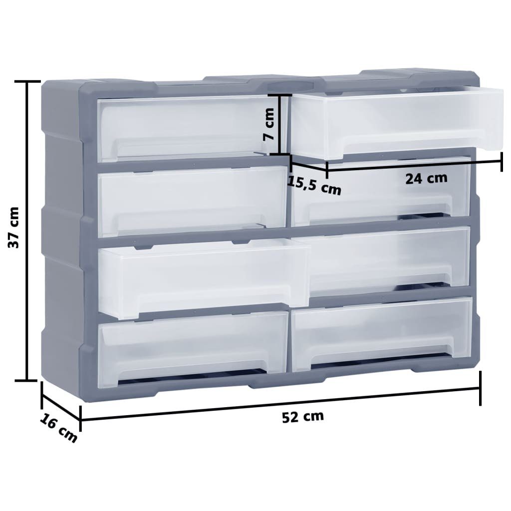 vidaXL Werkzeugbox Multi-Schubladen-Organizer 52x16x37 8 große cm (1 St) Schubladen