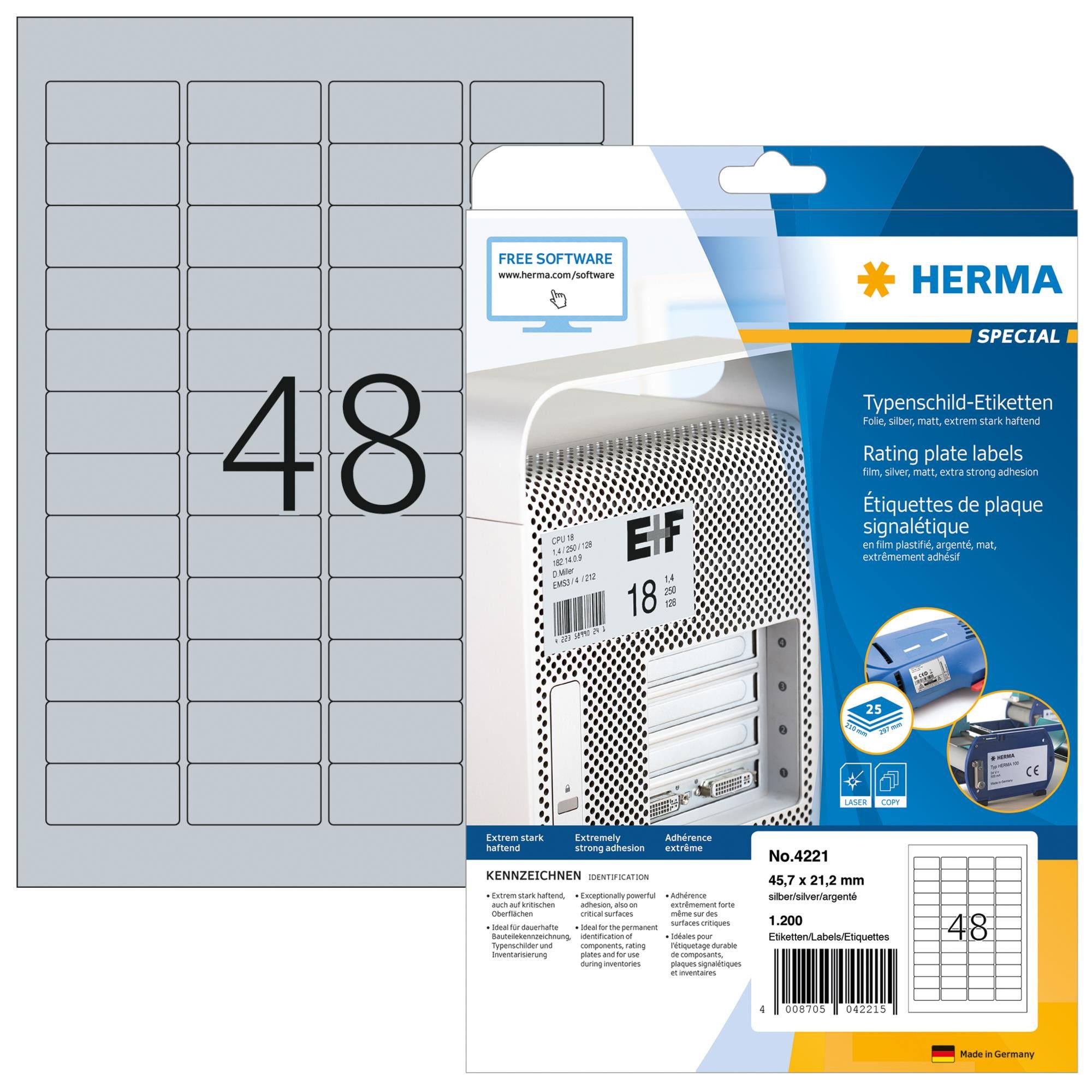 HERMA Etikett Herma Ярлыки Typenschild stark haftend 45,7 x 21,2 mm wetterfest