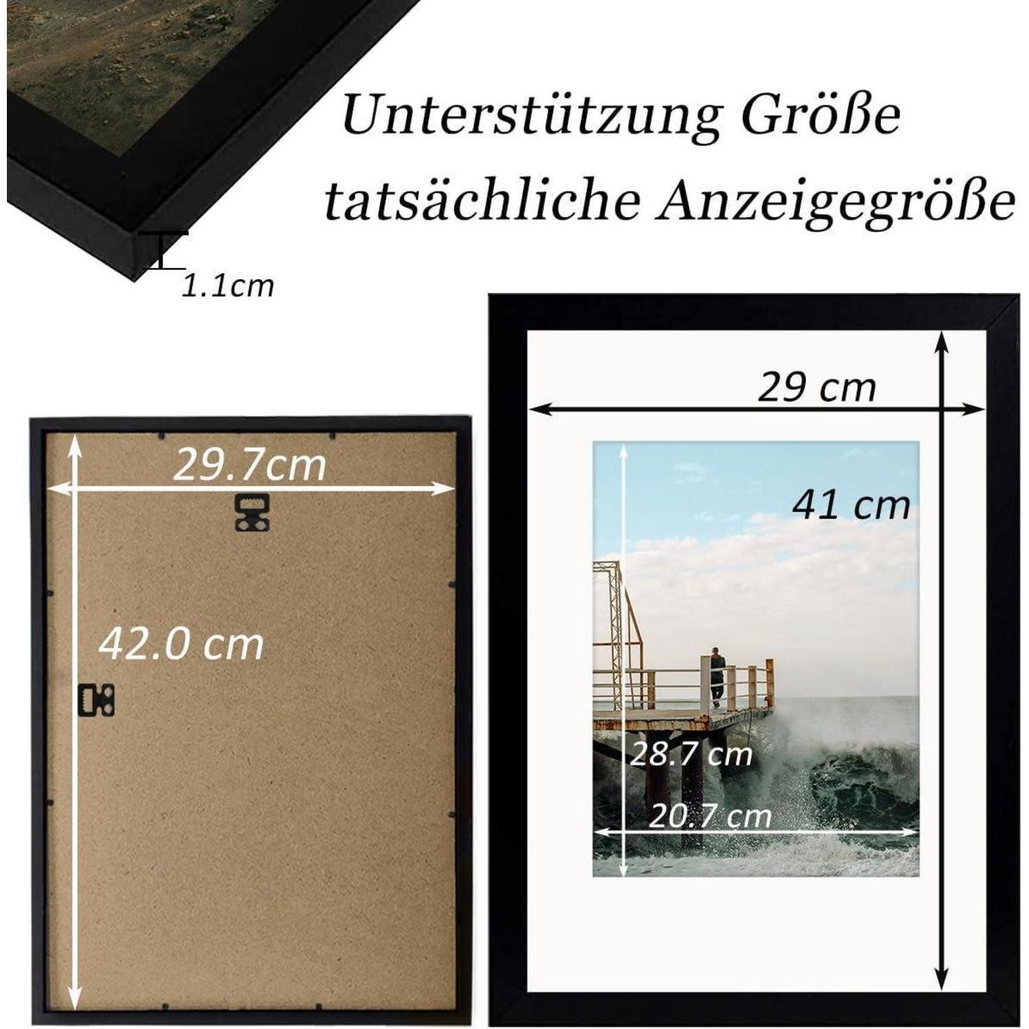 LuxusKollektion Einzelrahmen RUN HELIX Bilderrahmen A3 aus Holz für A3/A4 Druck Schwarz