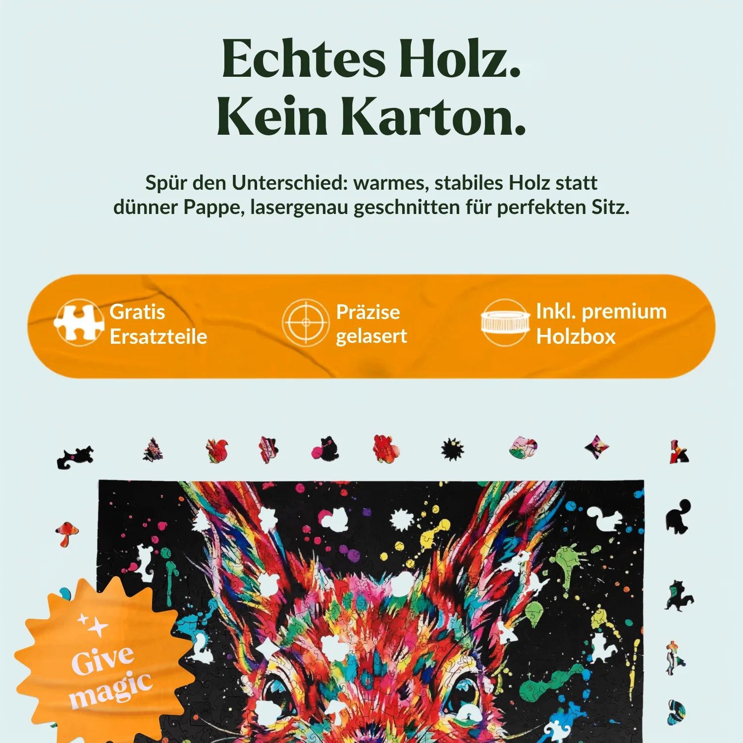MagicHolz Puzzle Buntes Eichhörnchen Holzpuzzle (2D), 1000 Puzzleteile
