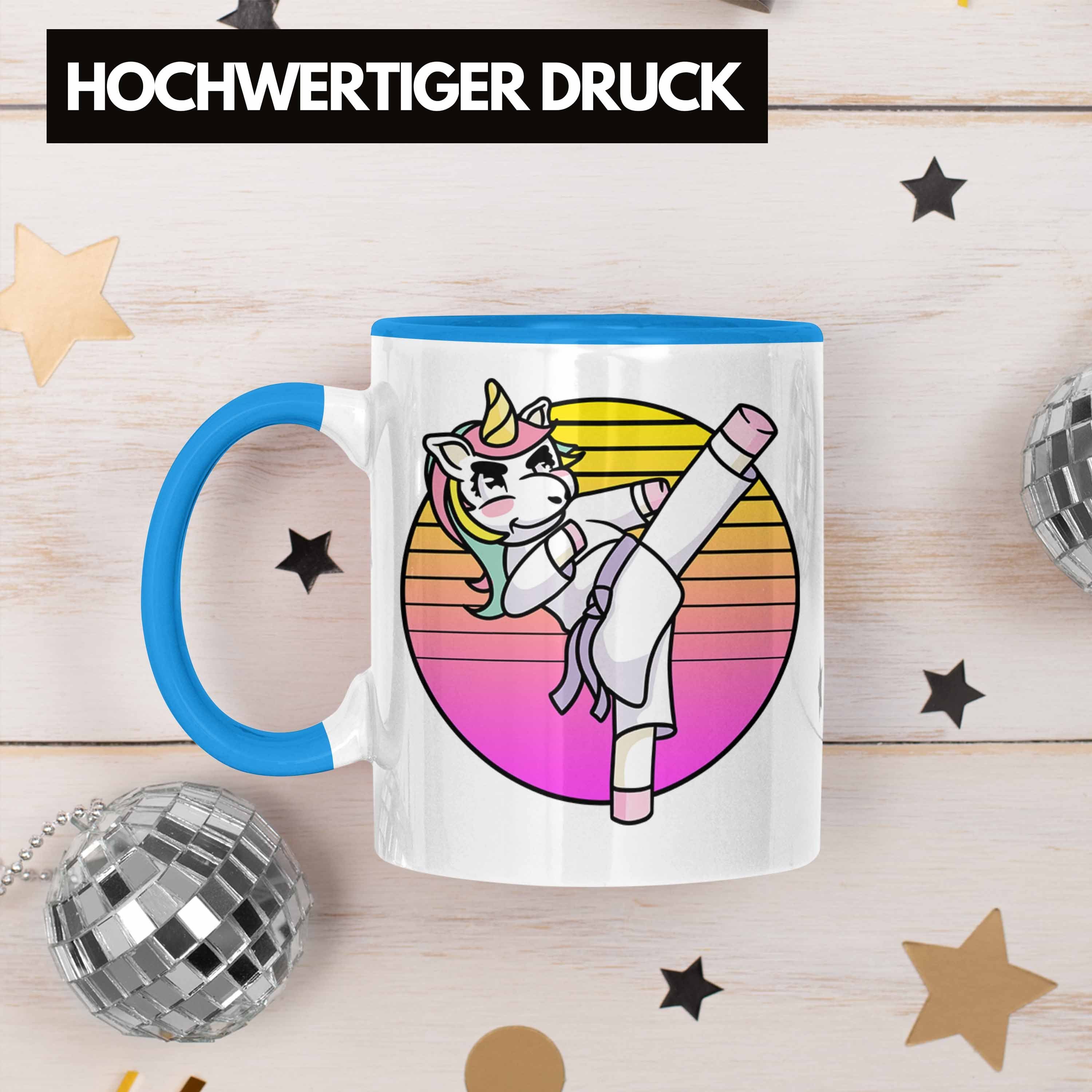 Jiu Blau Geschenkidee L Einhorn Karate-Tasse Jitsu Trendation Geschenk Kampfsport-Fans Tasse