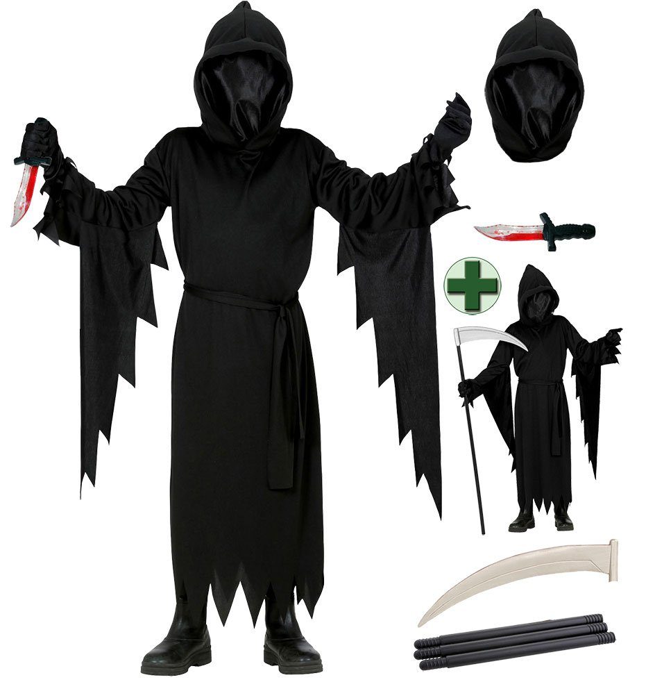 Karneval-Klamotten Kostüm Screaming Ghost Kinder Der Schrei Halloween Gewand, schauriges Kinderkostüm mit blutigem Messer und Sense Halloweenkostüm