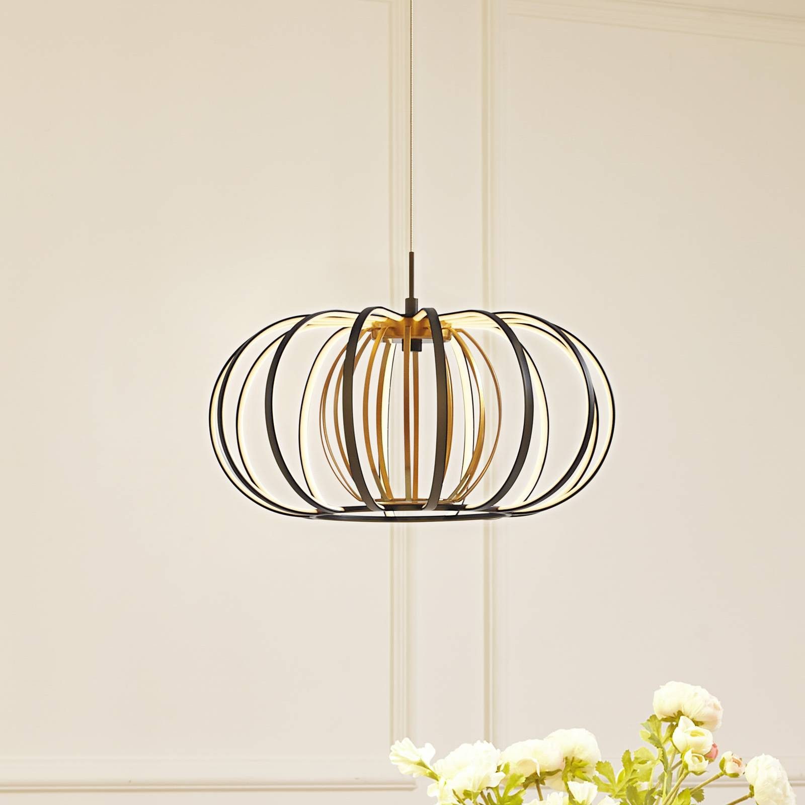 Lucande Hängeleuchte Birger, LED, Metall, Schwarz warmweiß IP20, LED 33,8 W gesamt, warmweiß