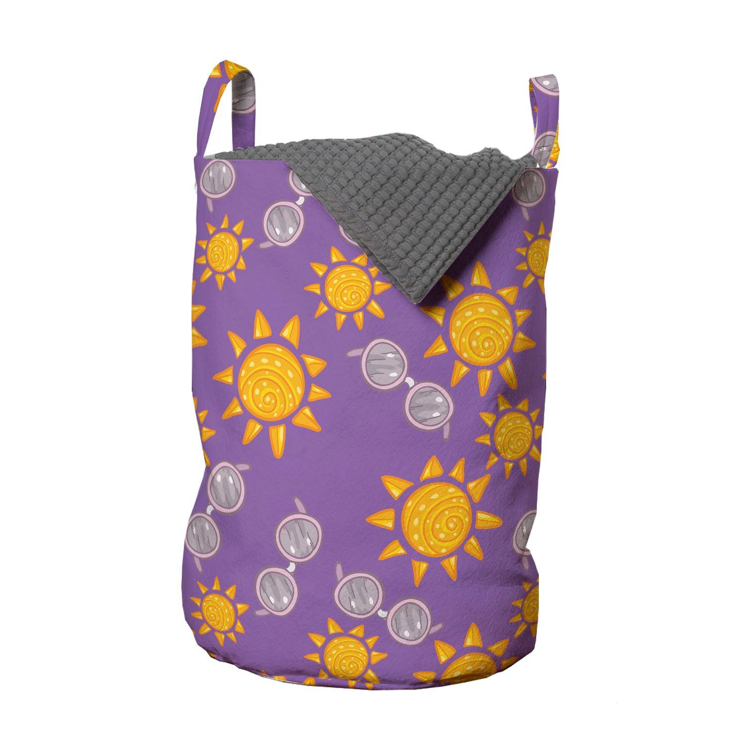 Abakuhaus Wäschesäckchen Wäschekorb mit Griffen Kordelzugverschluss für Waschsalons, Sommer Sun und Sonnenbrillen Muster