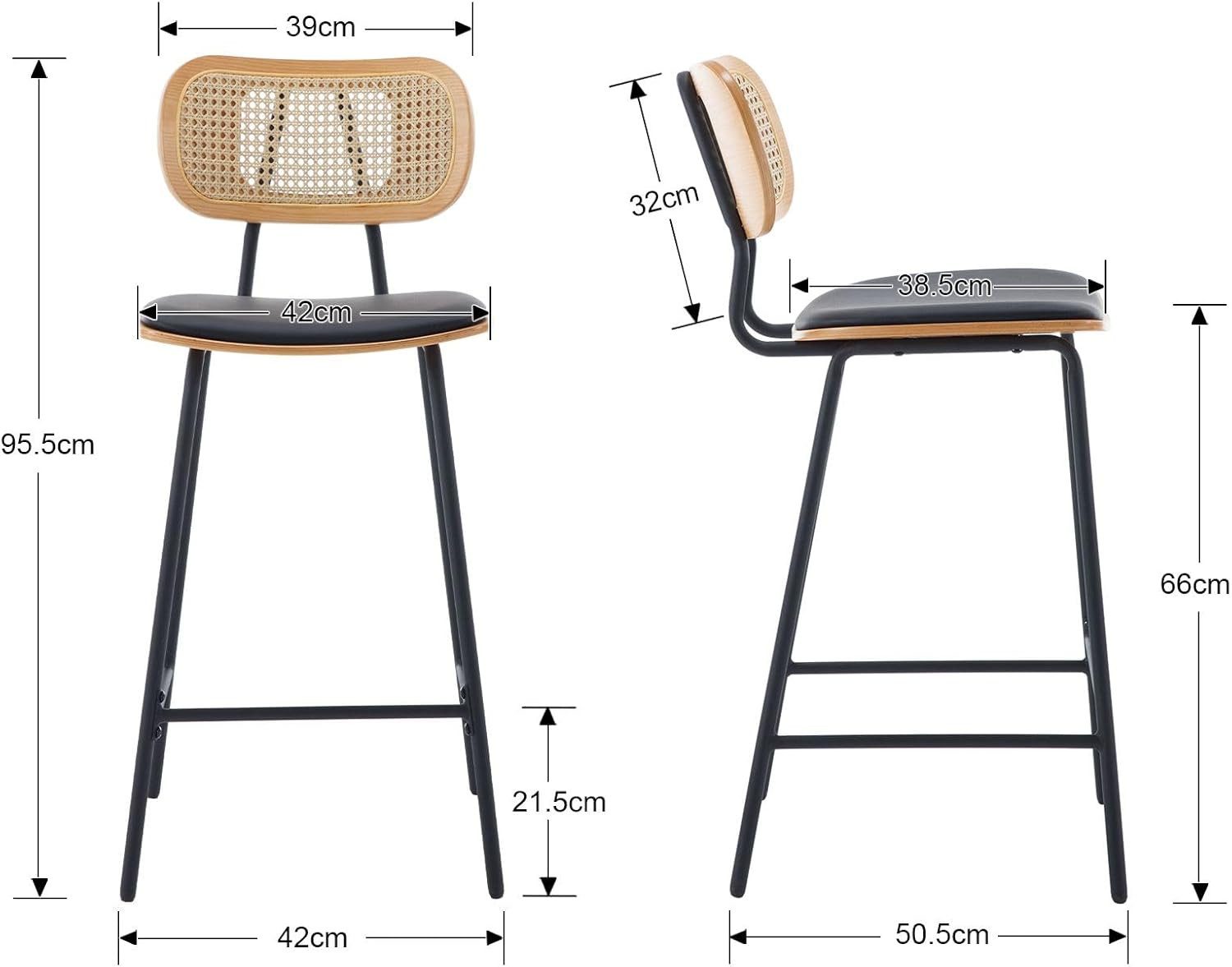 WAHSON OFFICE CHAIRS Barhocker 2er Set Rattan Barstuhl mit Metallbeinen Sit günstig online kaufen