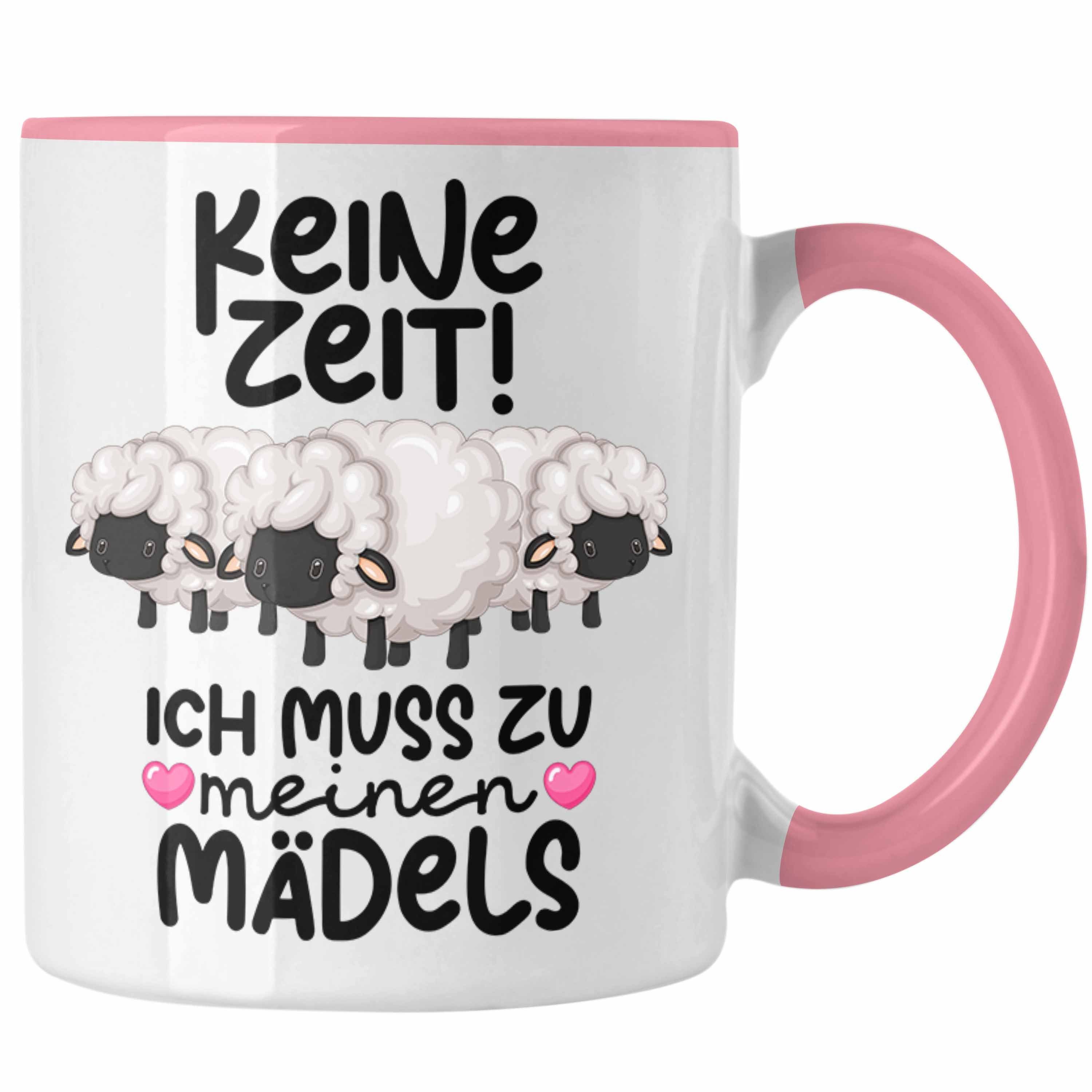 Trendation Tasse Schaf Tasse Geschenk Schafhirte Hirtin Keine Zeit Ich Muss Zu Meinen M Rosa