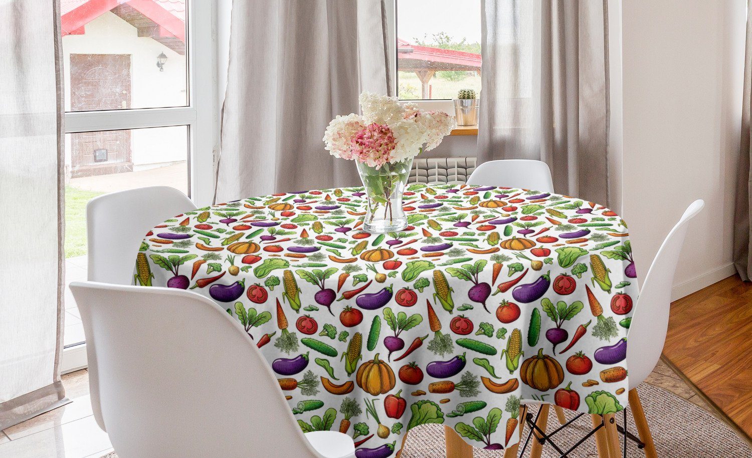 Abakuhaus Tischdecke Kreis Tischdecke Abdeckung für Esszimmer Küche Dekoration, Gemüse Autumn Harvest Theme