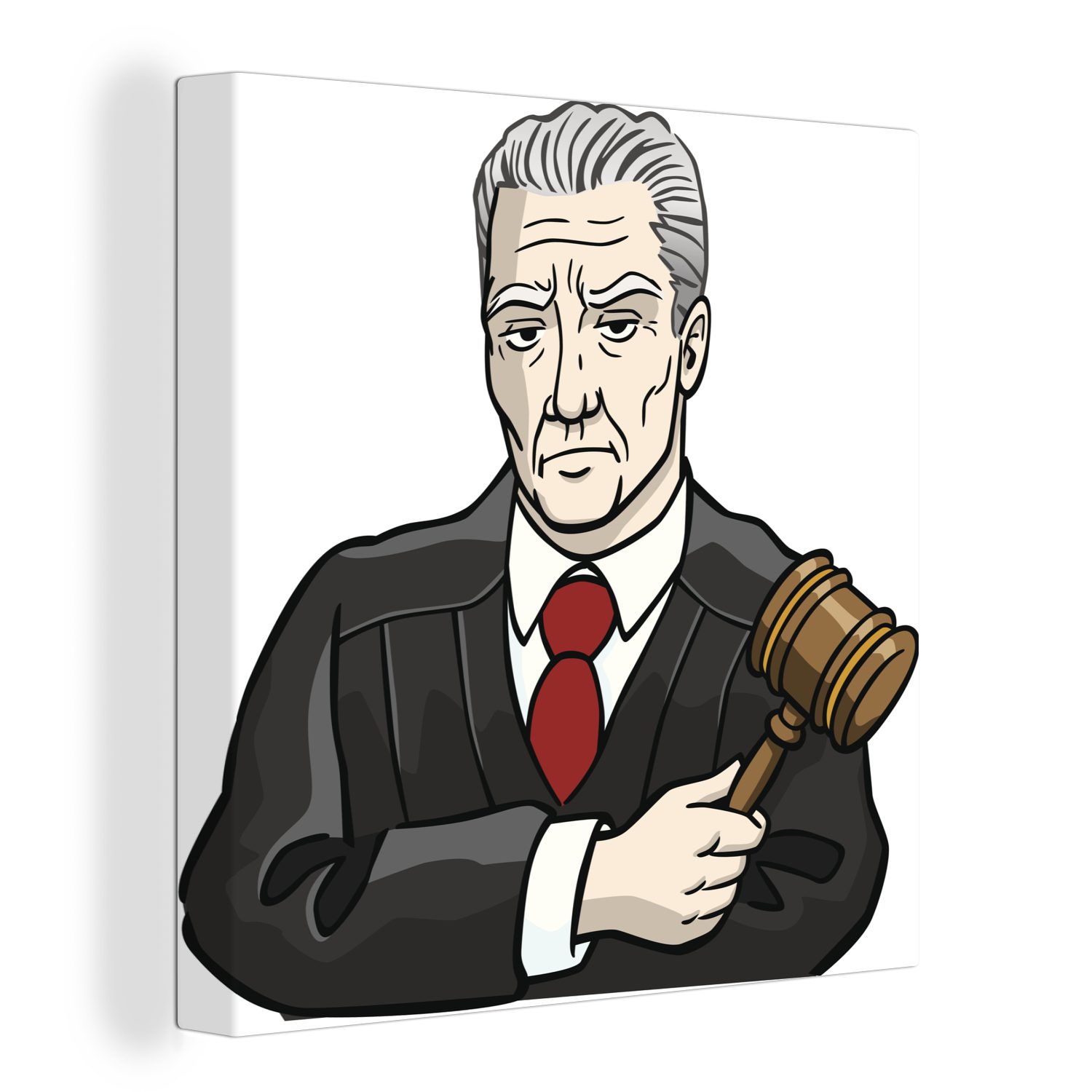 OneMillionCanvasses® Leinwandbild Eine Illustration eines Richters mit einem Holzhammer, (1 St), Leinwand Bilder für Wohnzimmer Schlafzimmer