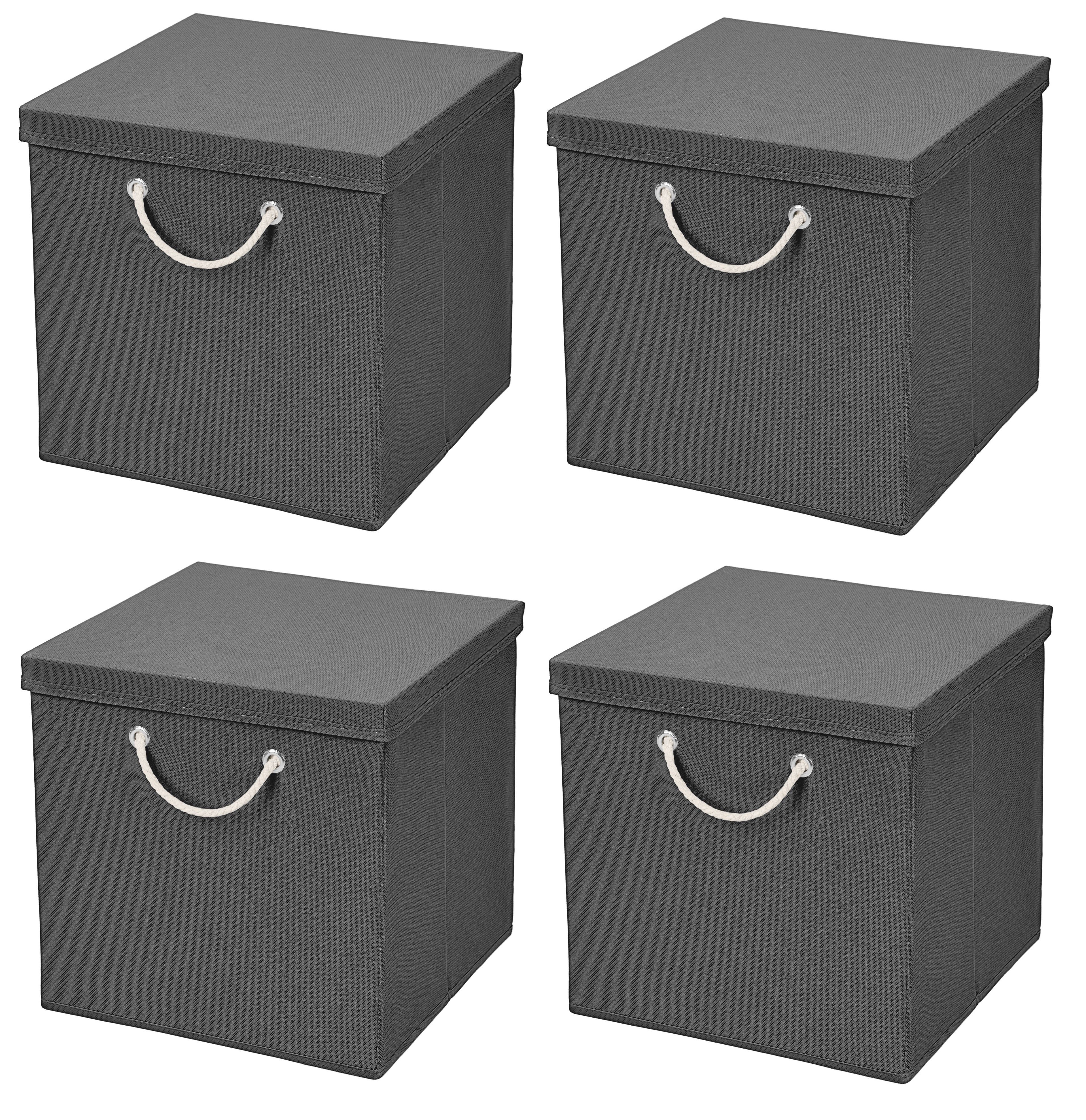 StickandShine Faltbox 4 Stück 30 x 30 x 30 cm Aufbewahrungsbox Stoffboxen in verschiedenen Farben (4er SET 30x30x30) Faltbox moderne Faltkiste Maritim mit Kordel 30cm