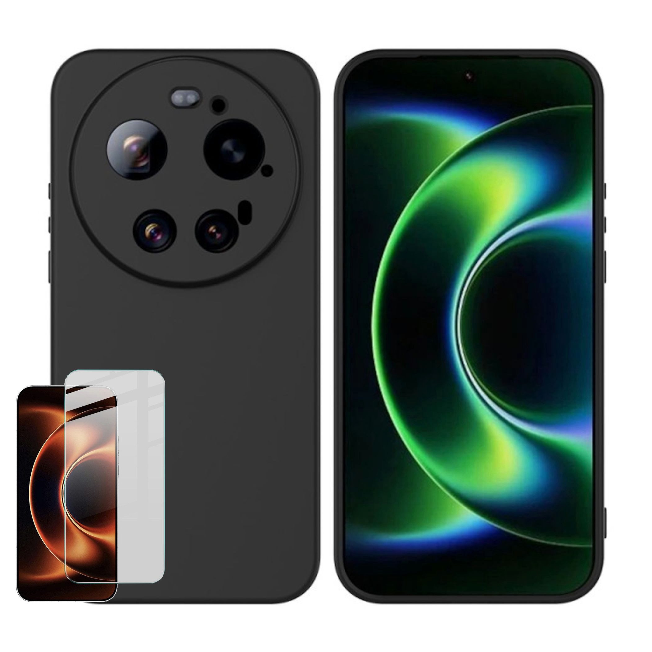 Wigento Handyhülle + Schutzglas für Xiaomi 17 Ultra 2 in 1 TPU Schutz + 9H Hartglas 6,9 Zoll, Produktset TPU Hülle mit Hart Glas