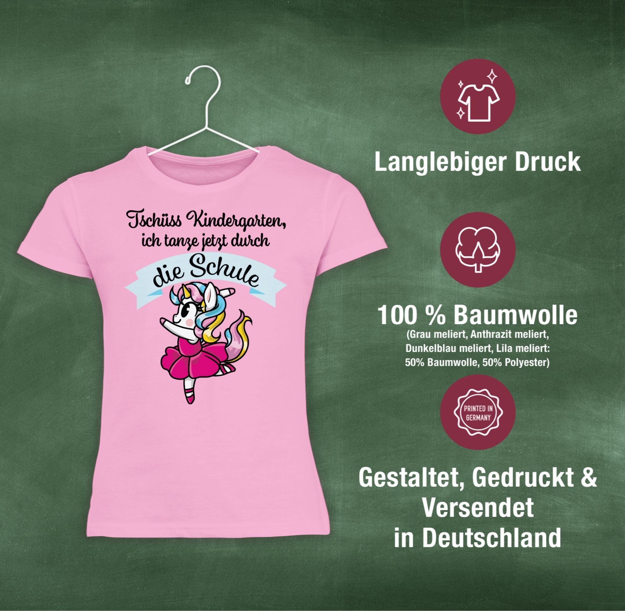 ich Einhorn Einschulung Schule jetzt die Mädchen Rosa tanze Tschüss Ballett T-Shirt Kindergarten Shirtracer durch 2