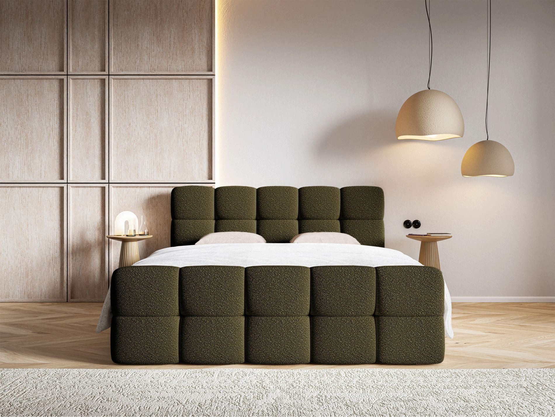Selsey Boxbett CLOUDY, mit Matratze, Topper, Bettkasten und Bouclé-Bezug