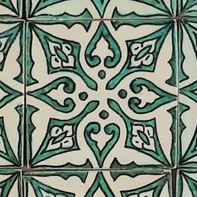Casa Moro Ton Wandfliese Orientalische Keramikfliese Sara grün weiß handbemalte Fliese, 10x10, Grün und Beige, Kunsthandwerk aus Marrakesch, Wandfliese für schöne Küche Dusche Badezimmer, HBF8021