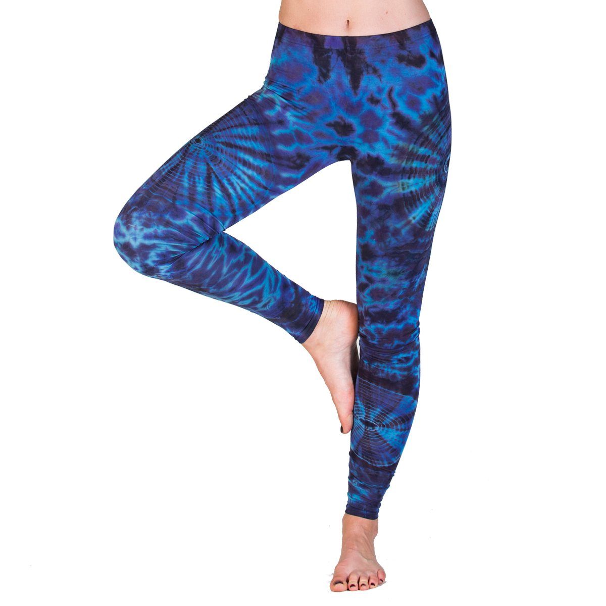 PANASIAM Leggings Unikat Batik Leggings 'Sonne' aus natürlicher Viskose Goa Hose im Batik Look Yogaleggings Sporthose Sportleggings lange Leggings CS02 Lilaton