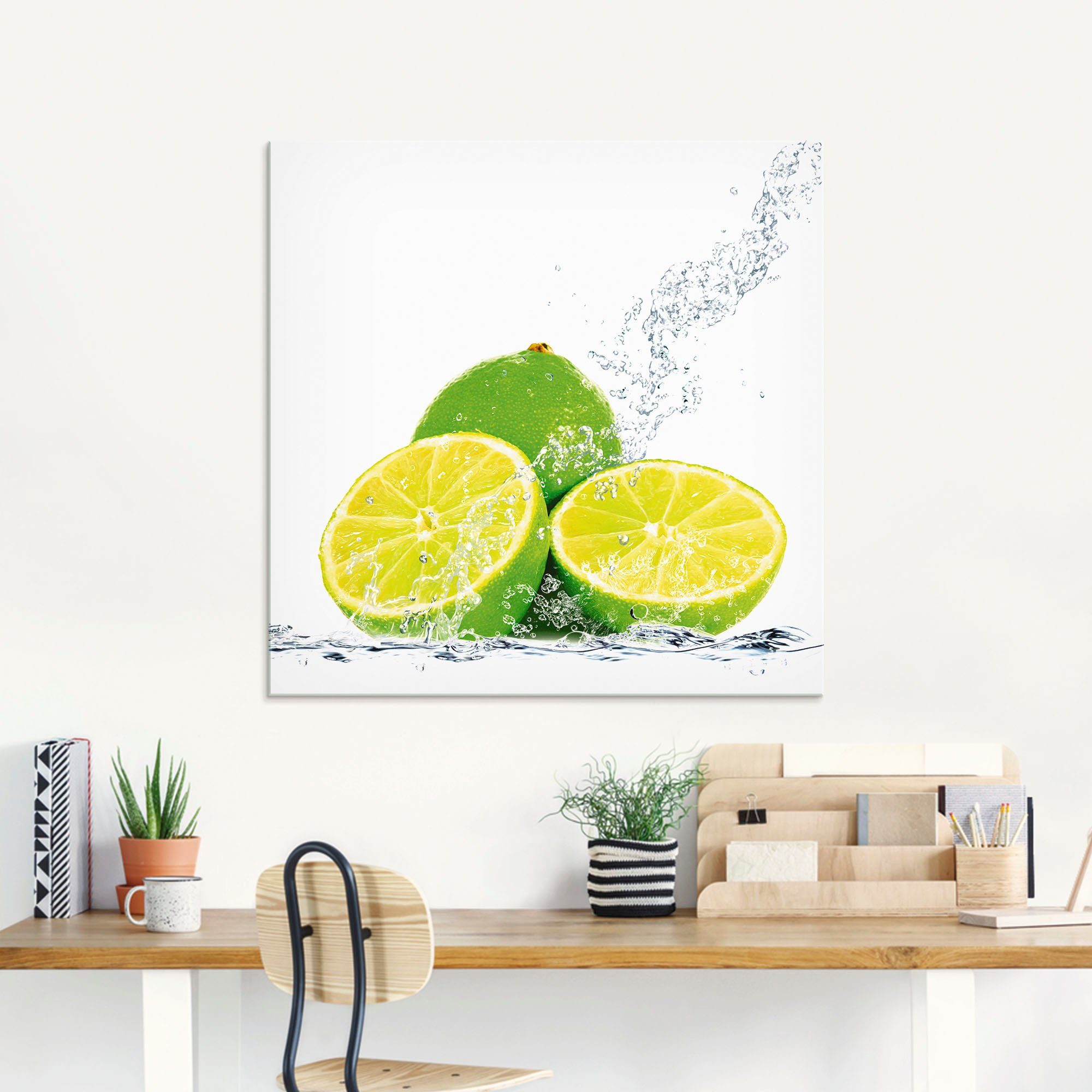 Artland Glasbild Limette mit Spritzwasser, Lebensmittel günstig online kaufen