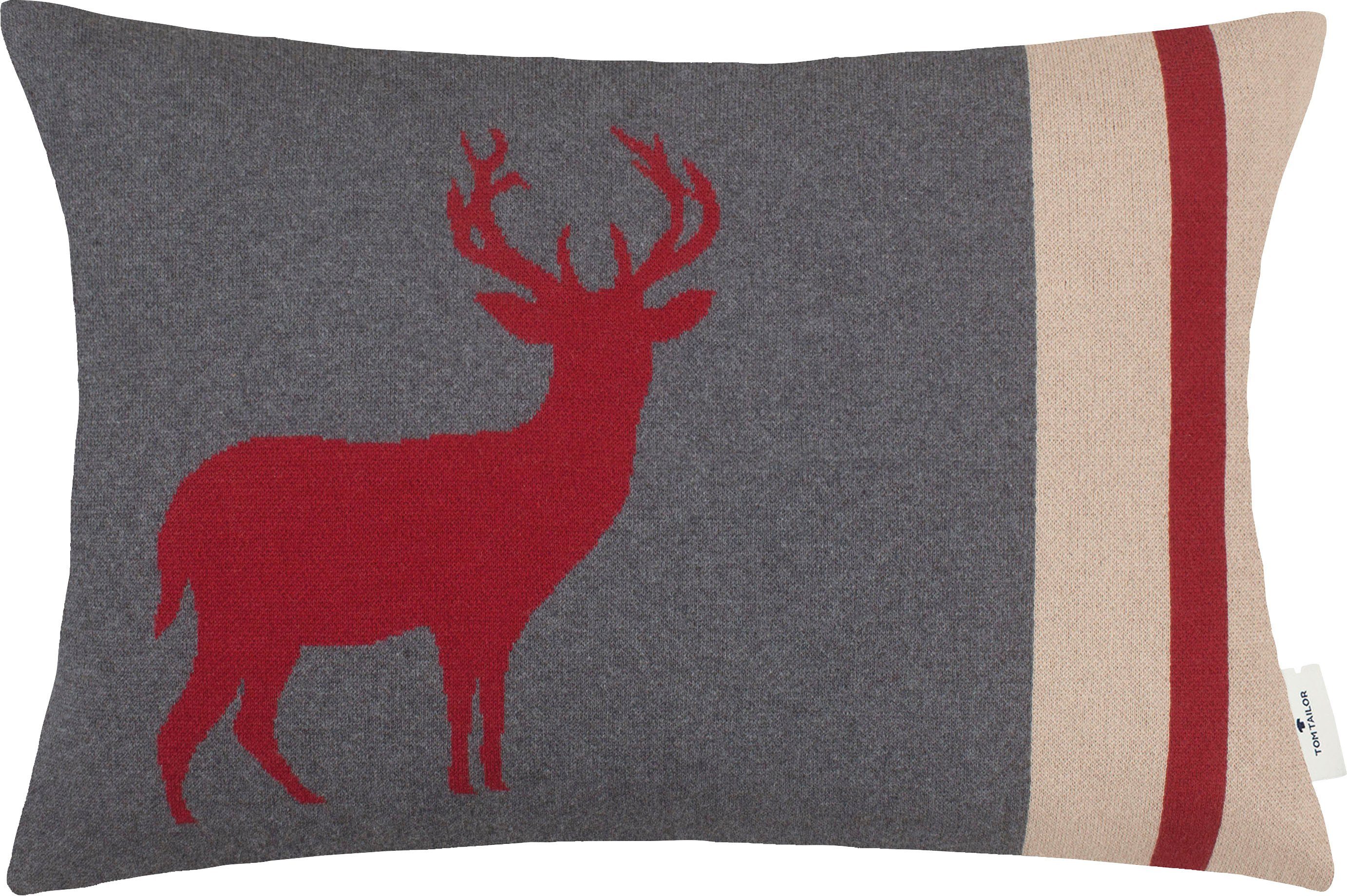 hochwertiger Strickqualität Dekokissen Stück, ohne Kissenhülle Füllung, Baumwolle TOM 1 Baumwolle, aus aus HOME Reindeer, TAILOR