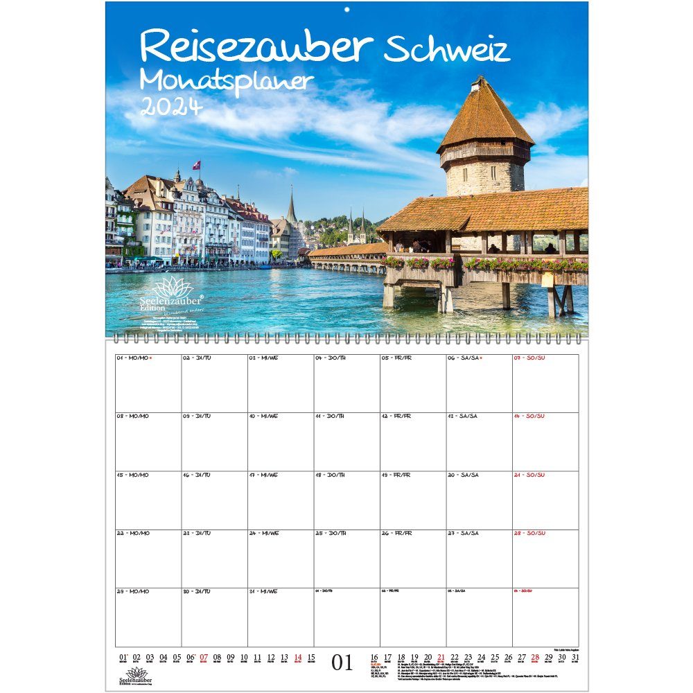 Seelenzauber Wandkalender Reisezauber Schweiz Planer DIN A2 Kalender 