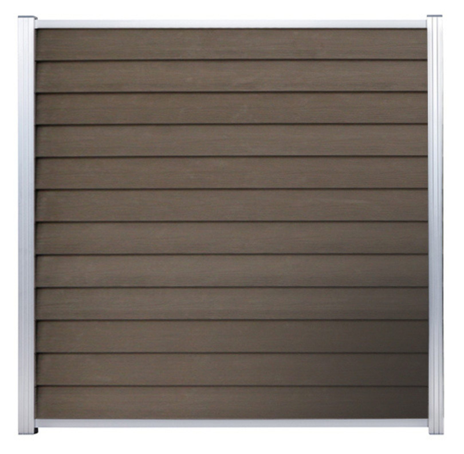 GartenLand Zaun Schwedenprofil WPC ca. 180 x 180 cm, (Set, Ohne Pfosten, ca. 180x180 cm), Braun Holzstruktur / Alu Silber