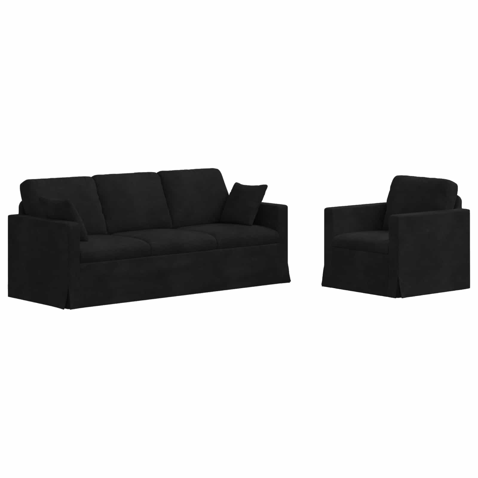 vidaXL Sofa Sofa Set 2 stk. Schwarz Samt, 2 Teile