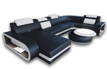 Sofa Dreams Wohnlandschaft Ledercouch Sofa Leder Berlin U Form Ledersofa, Couch, mit LED, wahlweise mit Bettfunktion als Schlafsofa, Designersofa