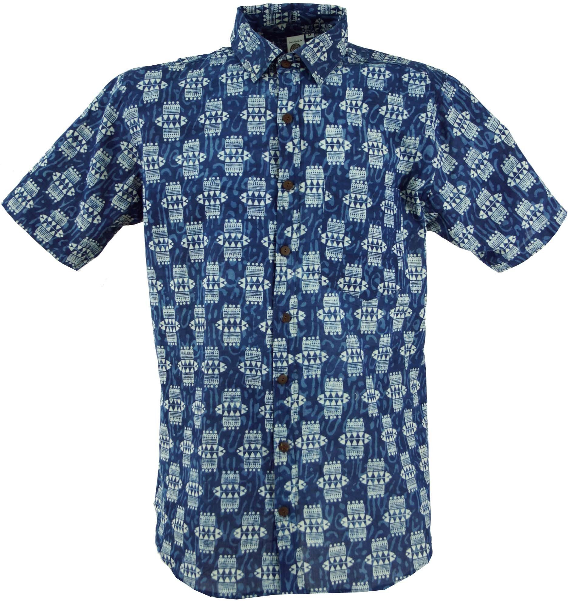 Guru-Shop Hemd & Shirt Freizeithemd, Goa Hippie Hemd, Kurzarm.. Retro, Ethno Style, alternative Bekleidung