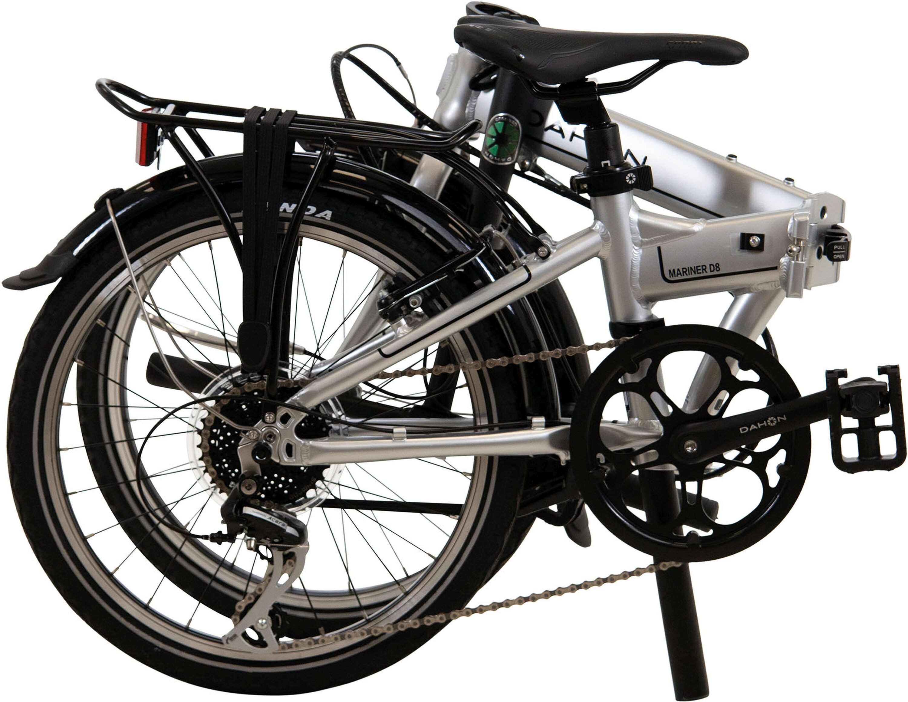 Dahon folding bike, 8-speed Shimano ACERA derailleur gears, 20-inch Mariner D8 folding bike