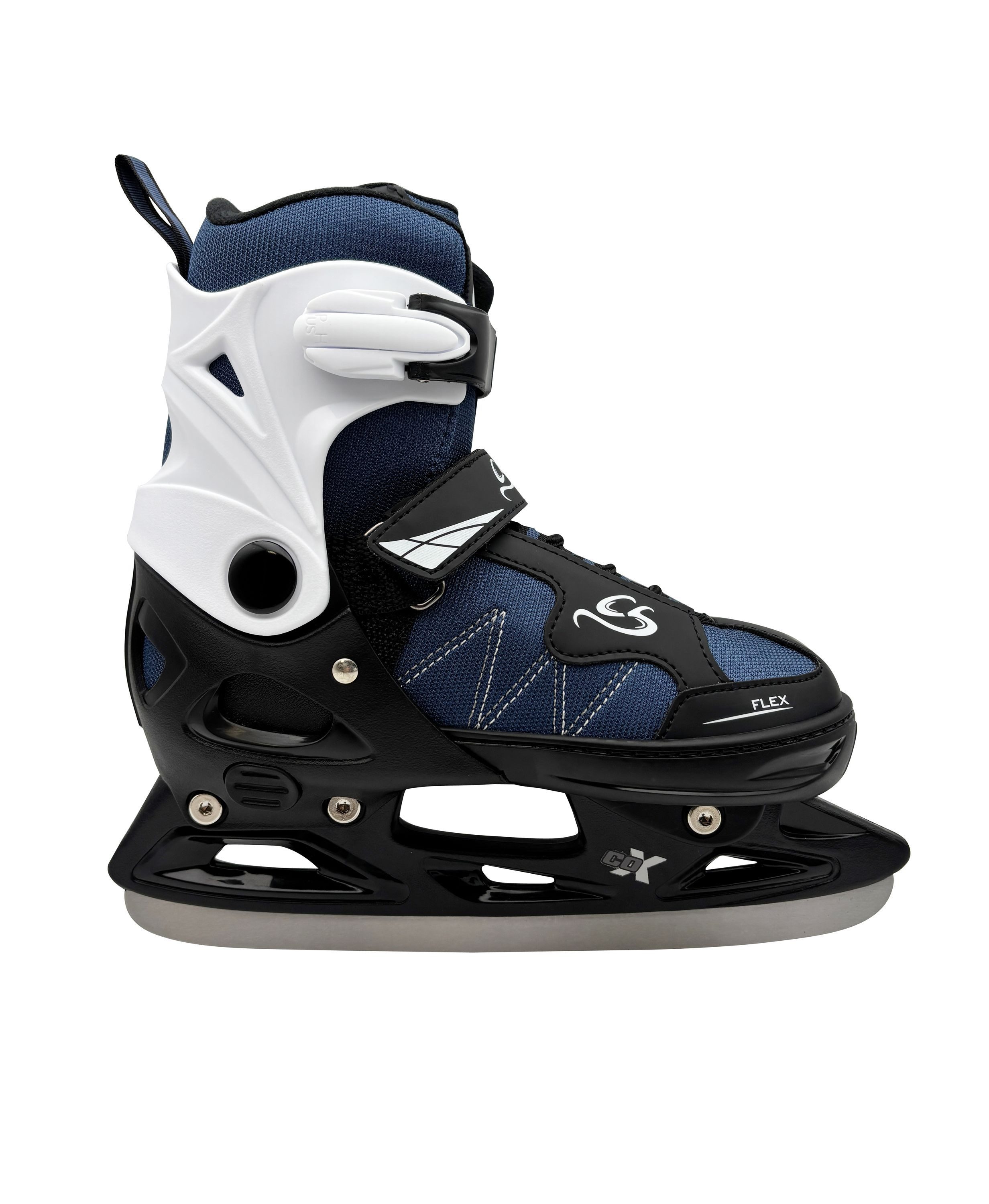 Cox Swain Schlittschuhe FROSTY – größenverstellbar, Softboot – Blue/Black – S (33-36), Verstellbare Schlittschuhe mit Edelstahlkufen