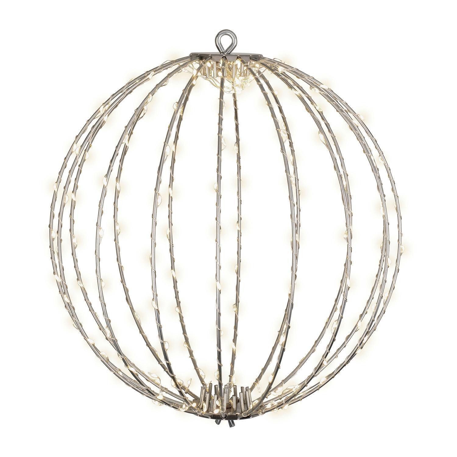 casa NOVA LED Kugelleuchte ORIETTE, Silberfarben, Metall, LED fest integriert, Extra-Warmweiß, Dauerlicht, 240 LEDs, Kabellänge von 500 cm, Ø 38 x H 38 cm