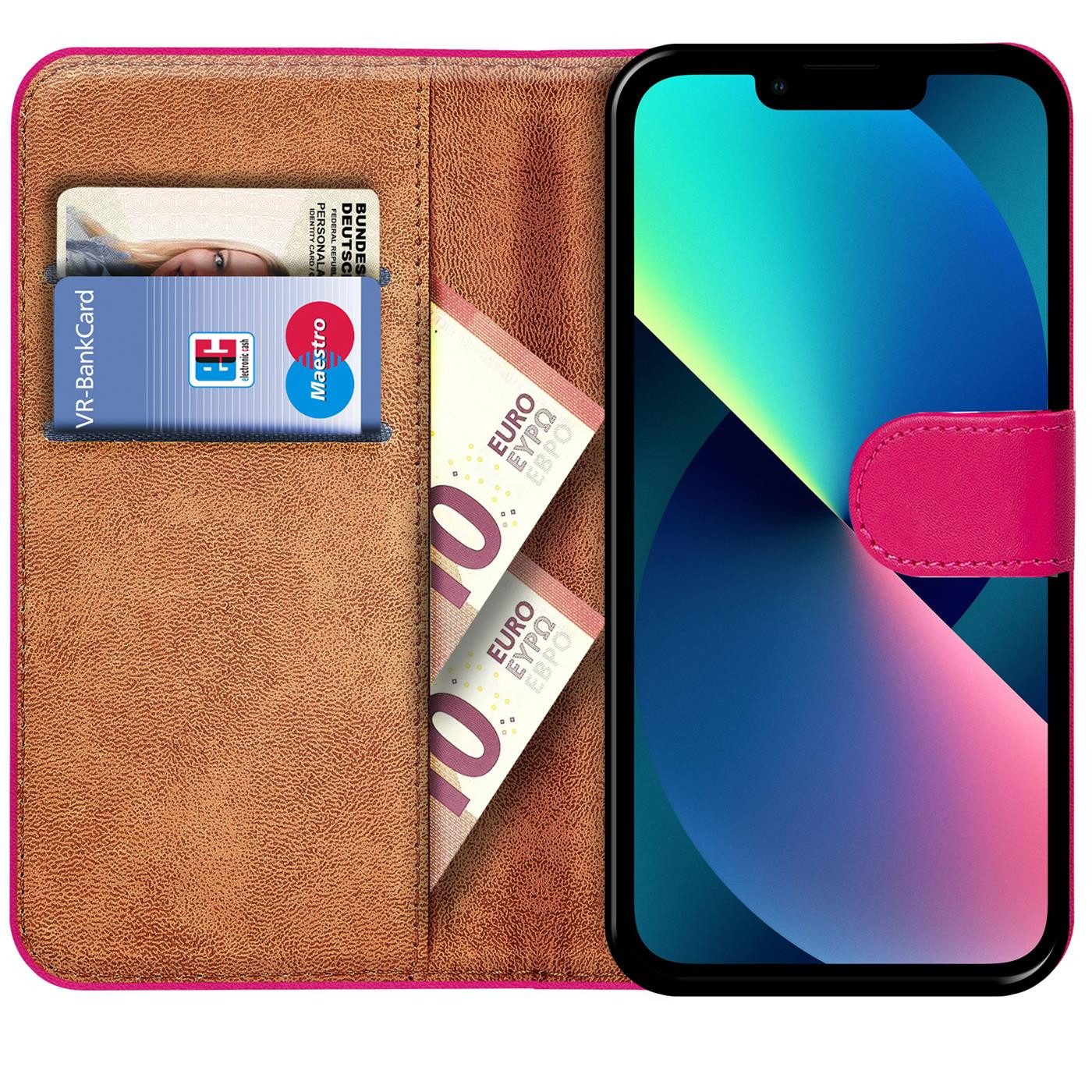 CoolGadget Handyhülle Wallet Klapp Tasche Book Case für Apple iPhone 13 Mini 5,4 Zoll, Hülle Klapphülle Flip Cover Etui Schutzhülle
