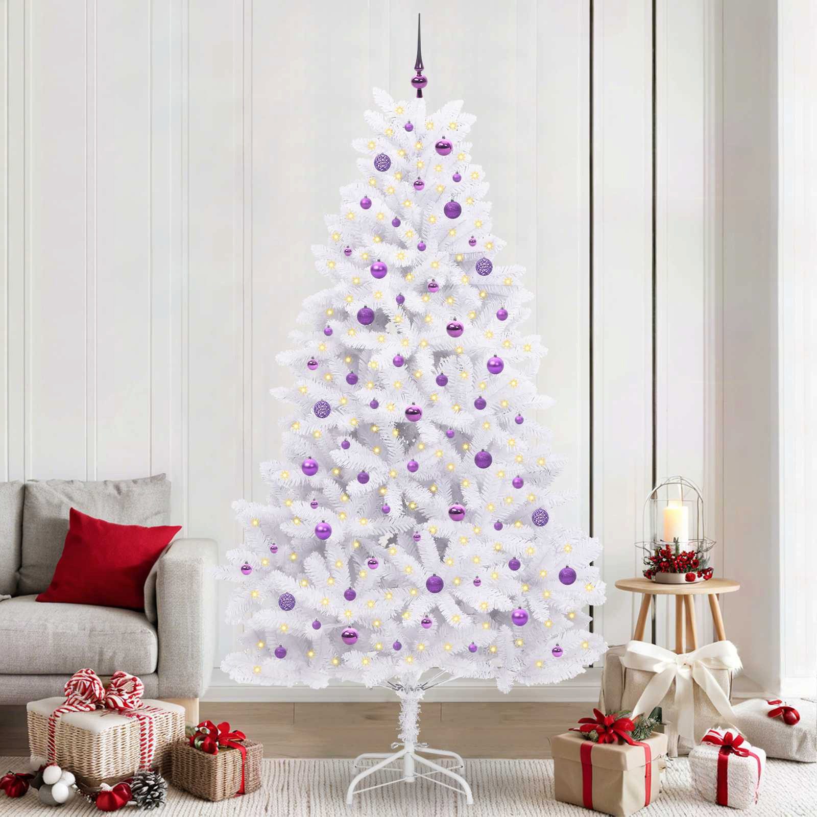 vidaXL Künstlicher Weihnachtsbaum Künstlicher klappbarer Weihnachtsbaum Weiß 240 cm PVC und Stahl