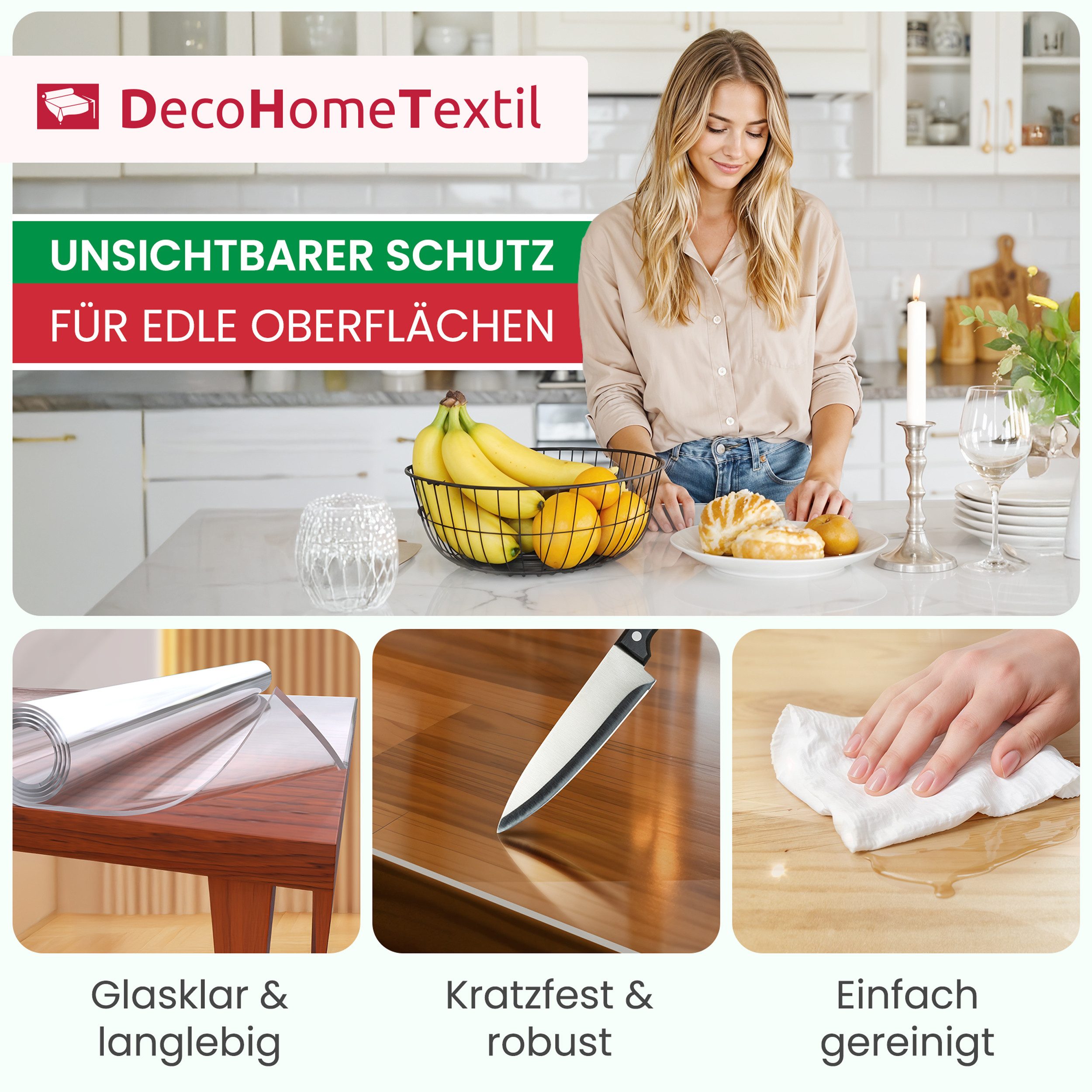 DecoHomeTextil Heimtextilmanufaktur Tischdecke Transparent Schutzfolie Foli günstig online kaufen