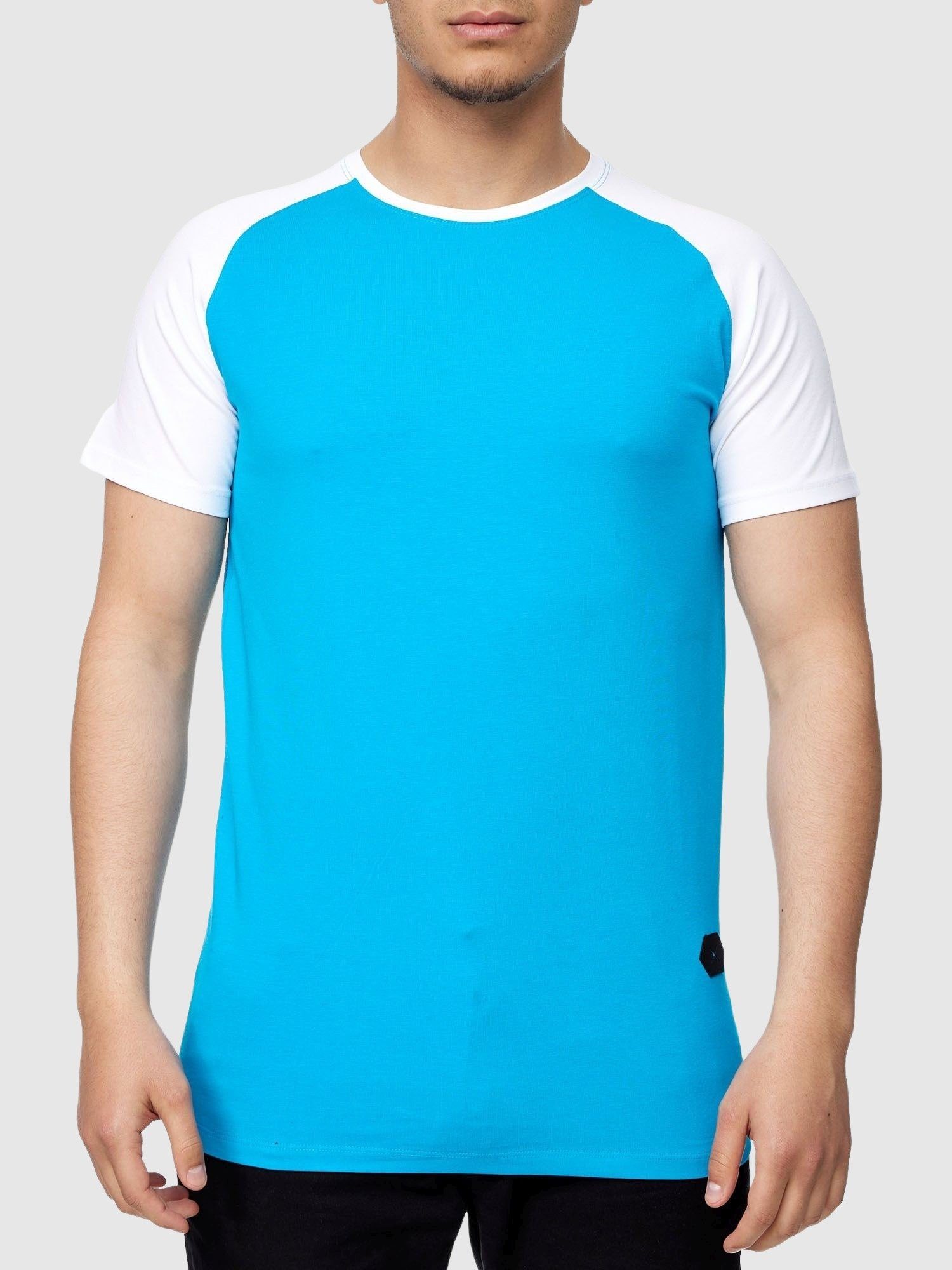John Poloshirt T-Shirt Tee (Shirt Fitness Türkis T-Shirt Shirt Polo John Tshirt Polo Weiss Kayna Freizeit Tee, T Kurzarmshirt Herren 1-tlg) für Kayna Casual Männer
