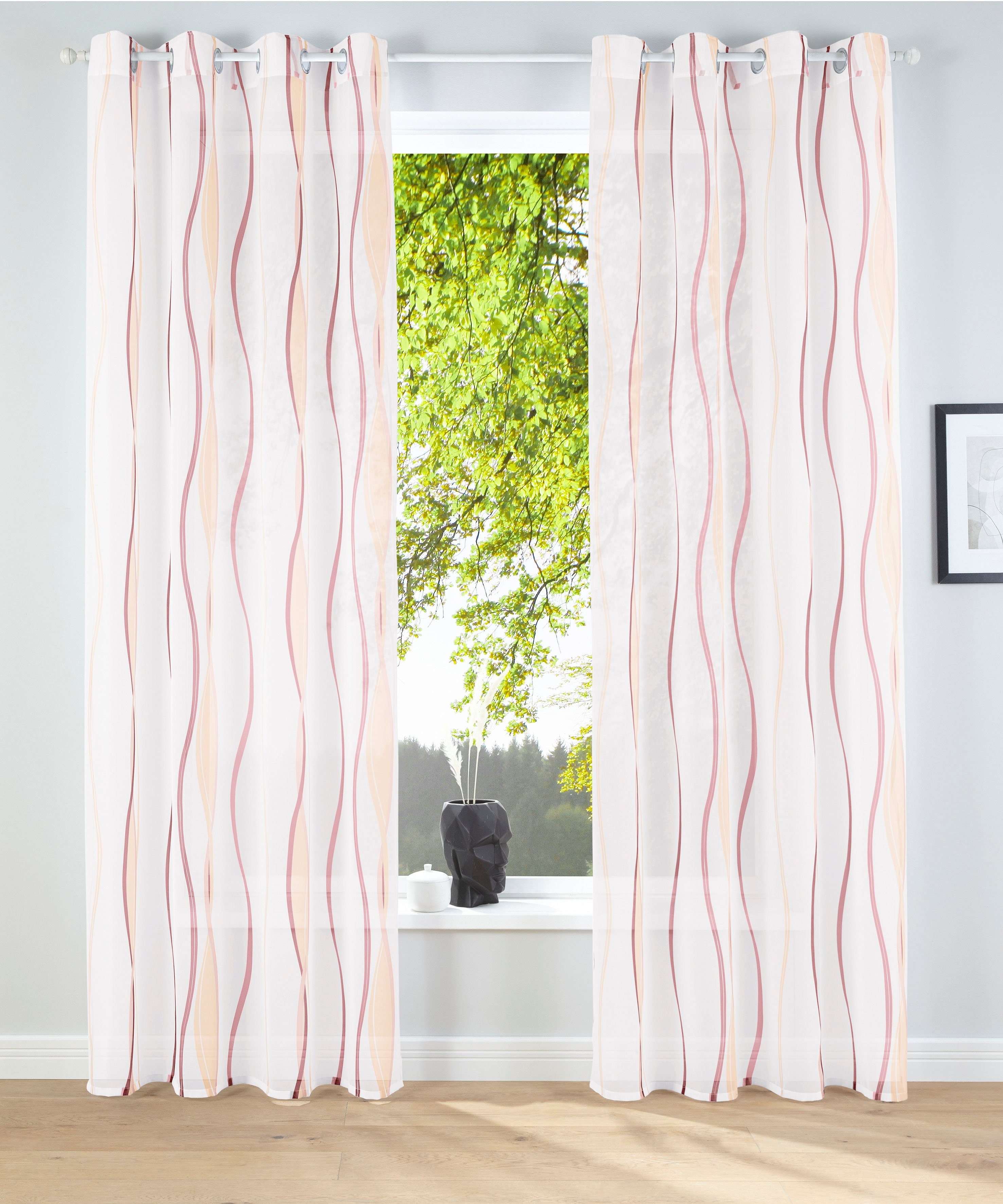 transparent, Polyester, St), creme/terra home, transparent, Set, my Ösen (2 Voile, Dimona, Gardine Wellen 2-er Voile,