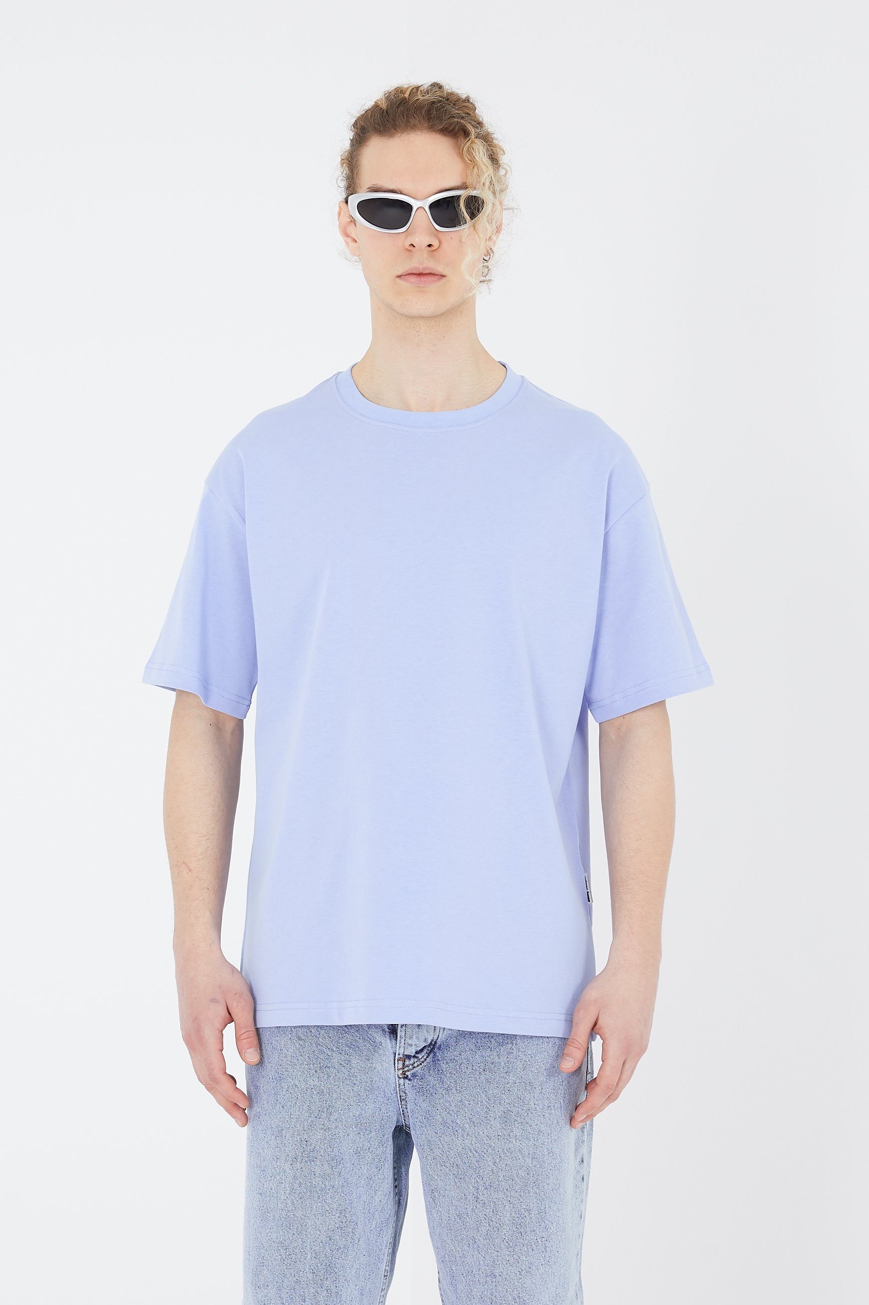 Megaman Jeans Oversize-Shirt Oversize Herren T-Shirt Weiter Auschnitt Extra Lang Rundhals