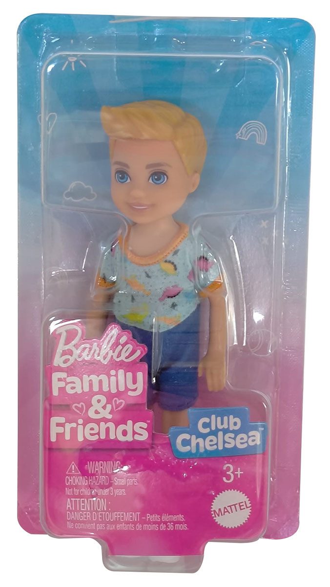 Barbie Stehpuppe Barbie Chelsea HXM98 Jungenpuppe blond mit Dinosaurier Outfit 13,9 cm