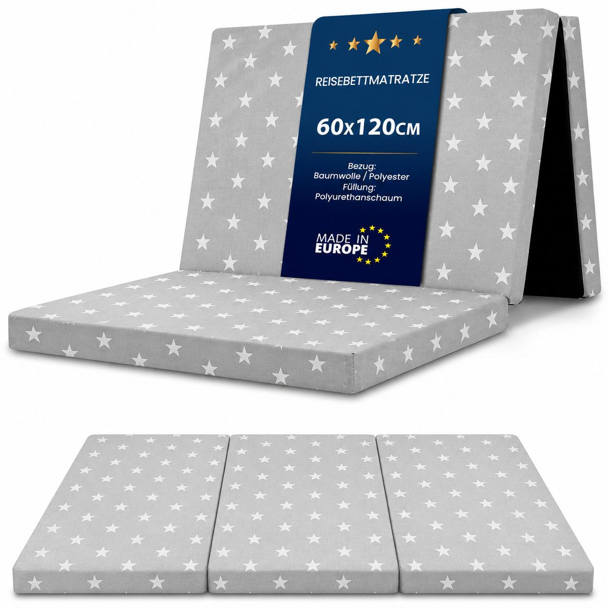 Babymatratze Klappmatratze Faltbare Reisebett Baby Matratze 60x120 cm, Totsy Baby