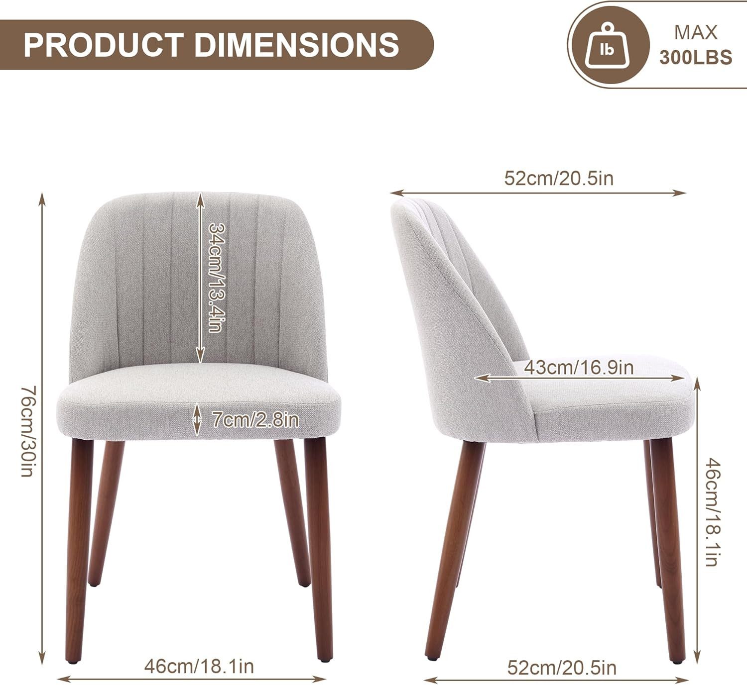 GarveeMore Esszimmerstuhl 2er-Set mit gepolsterter Sitzfläche und Holzbeine günstig online kaufen