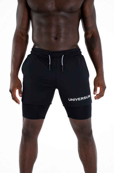 Universum Sportwear Sporthose Kurze Hose mit versteckter Handytasche Shorts mit funktioneller Unterziehhose