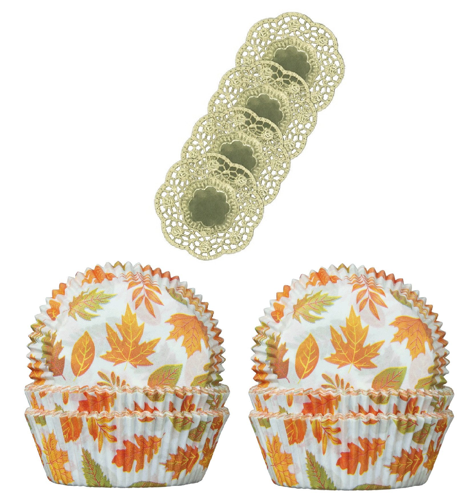 Demmler Muffinform 2er Set Herbst - Inklusive Tassendeckchen in Gold, zum Dekorieren und Backen von Muffins - Made in Germany