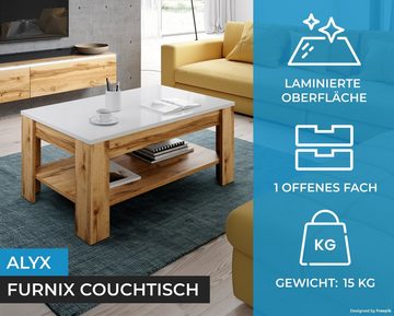 Furnix Couchtisch ALYX für Wohnzimmer Sofatisch mit zusätzlicher Ablage, B100 x T52 x H45 cm