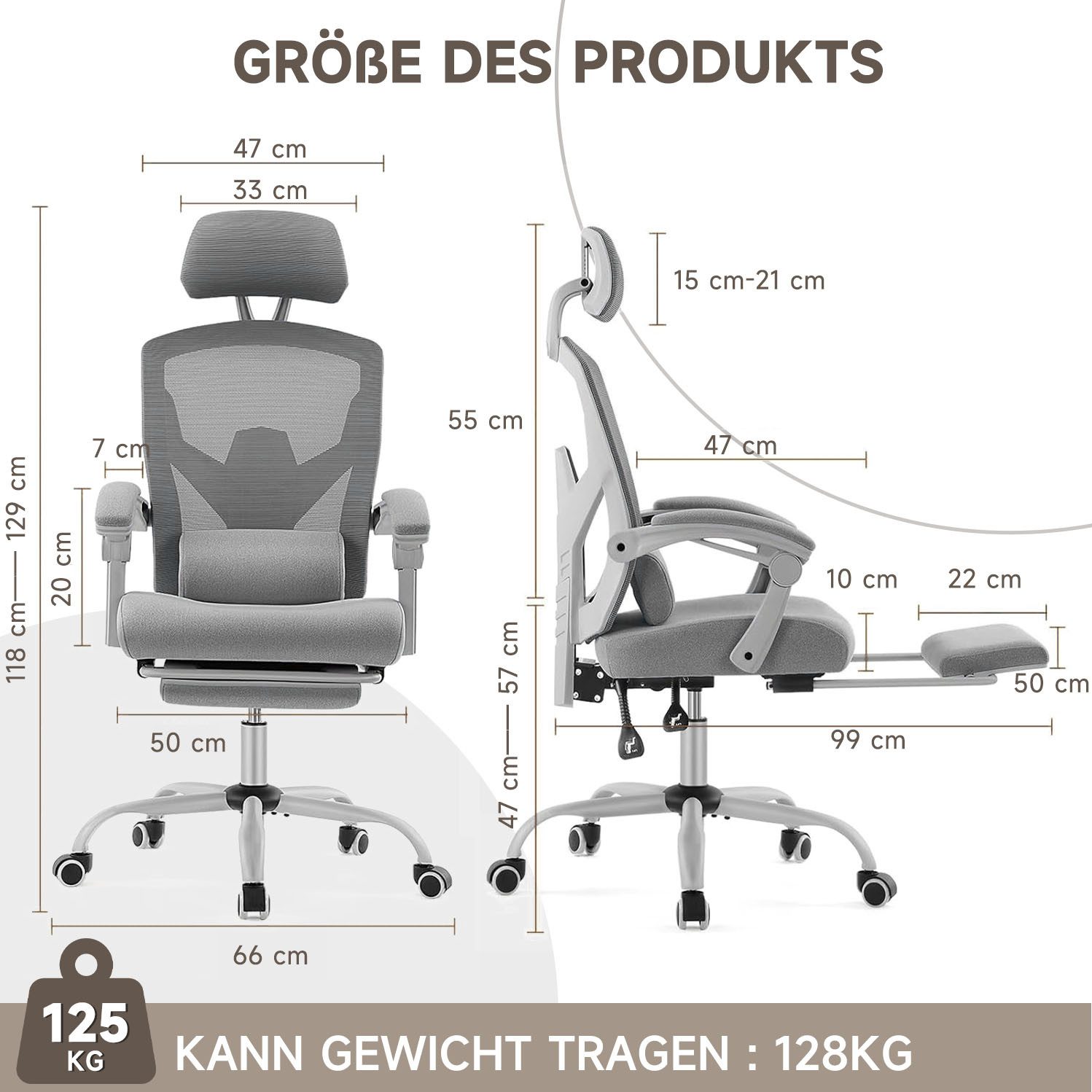 Refined Living Bürostuhl Chefsessel Bürostuhl Ergonomisch Verstellbare Kopf günstig online kaufen