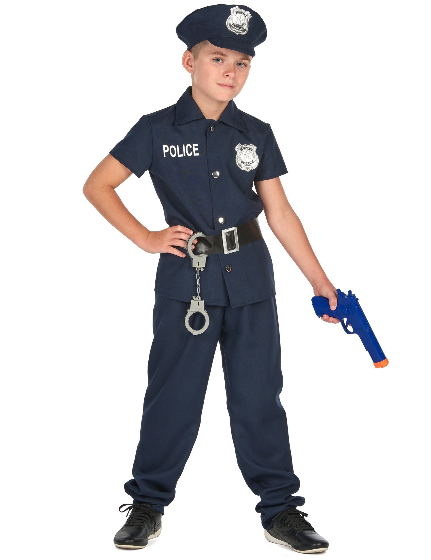 Police Costume for Children, Short Sleeves, Dark Blue