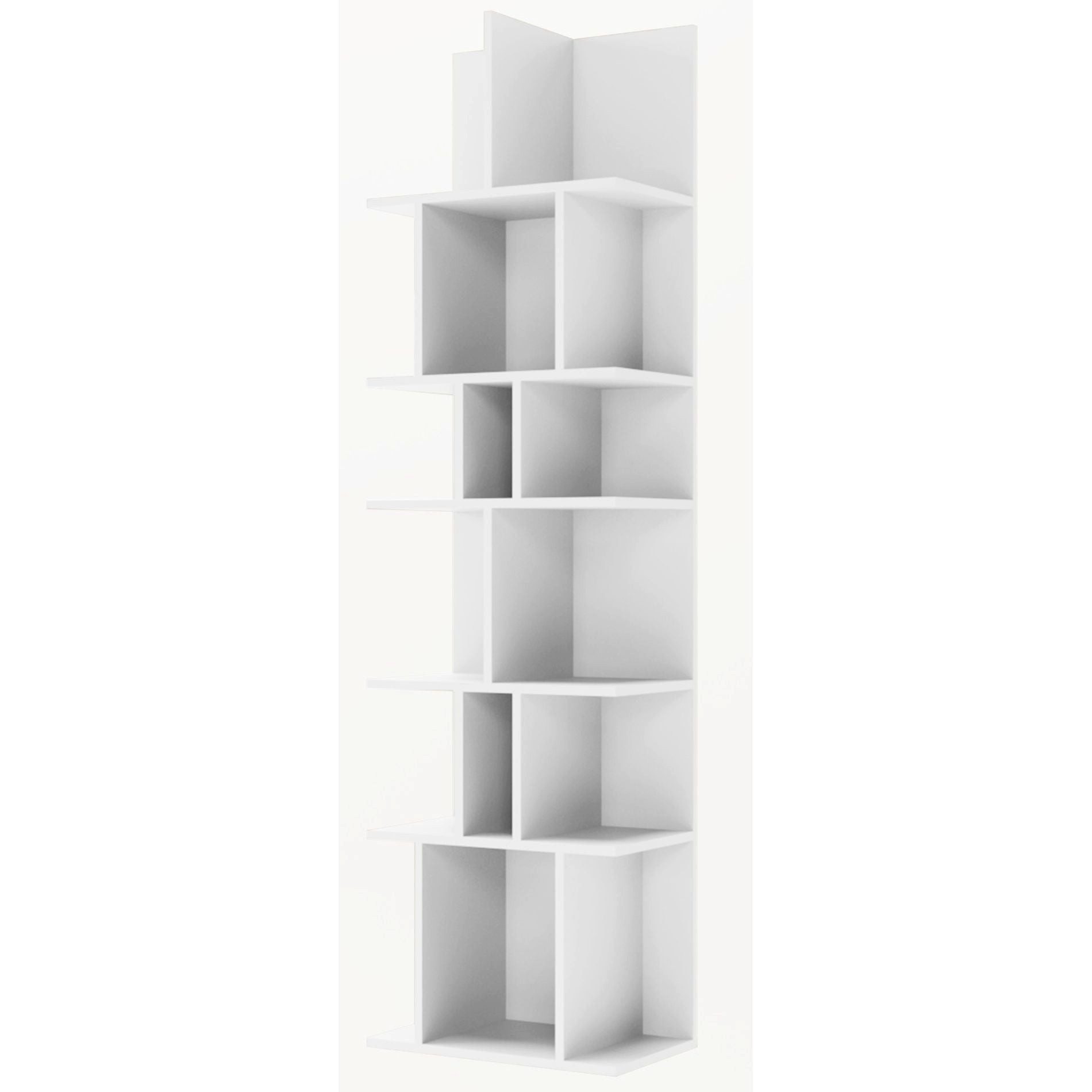 Selsey Standregal BEMMI, Wand- und Standregal mit asymmetrischen Fächern, Weiß, 180 × 50 cm