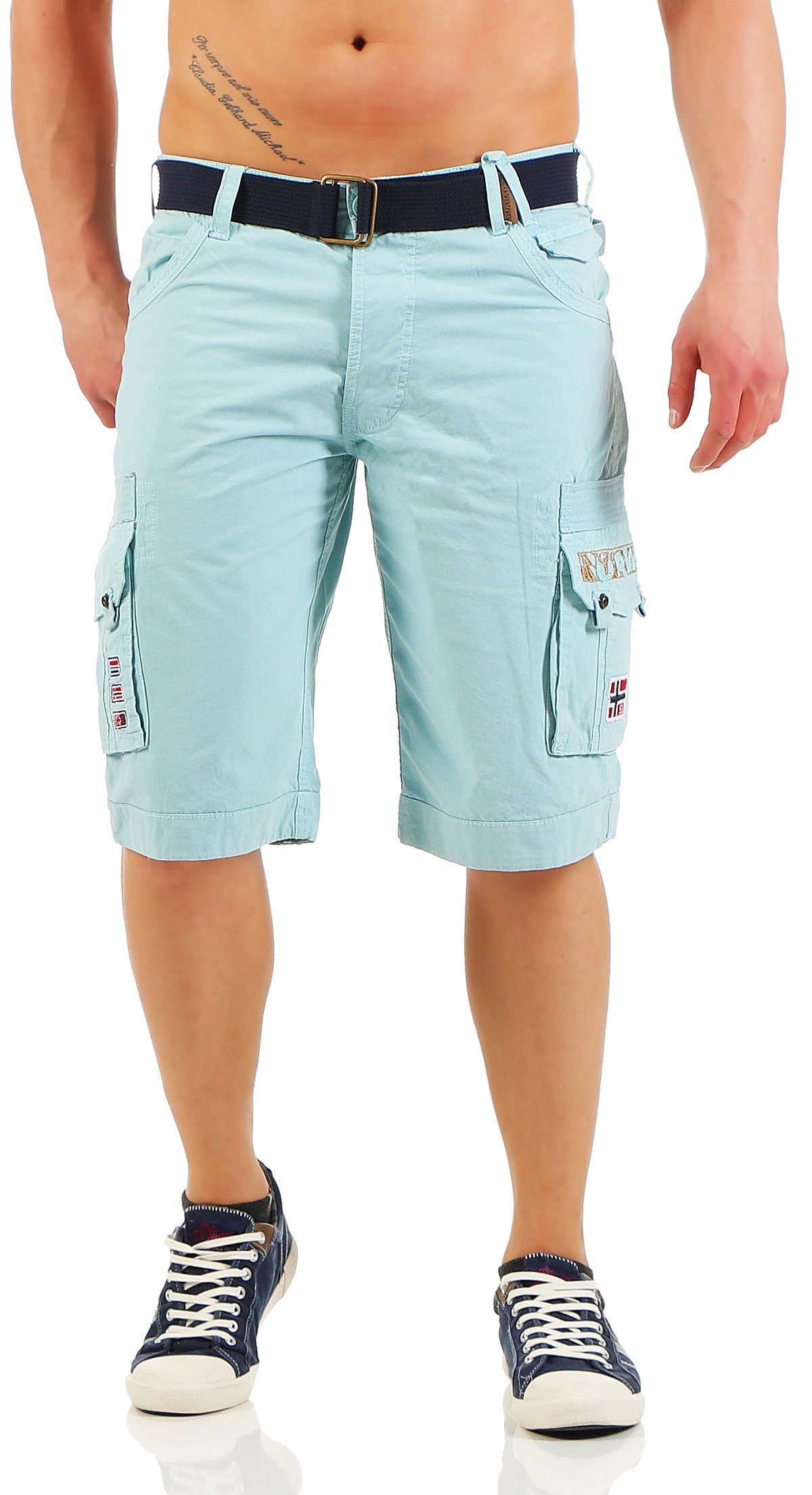 Geographical Norway Cargoshorts Geographical Norway Herren Shorts PARK (mit abnehmbarem Gürtel) Shorts, kurze Hose, unifarben Sky