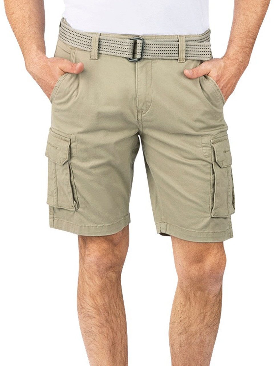 riverso Cargoshorts Herren Shorts RIVJoko Regular Fit Bermudashorts mit Gürtel